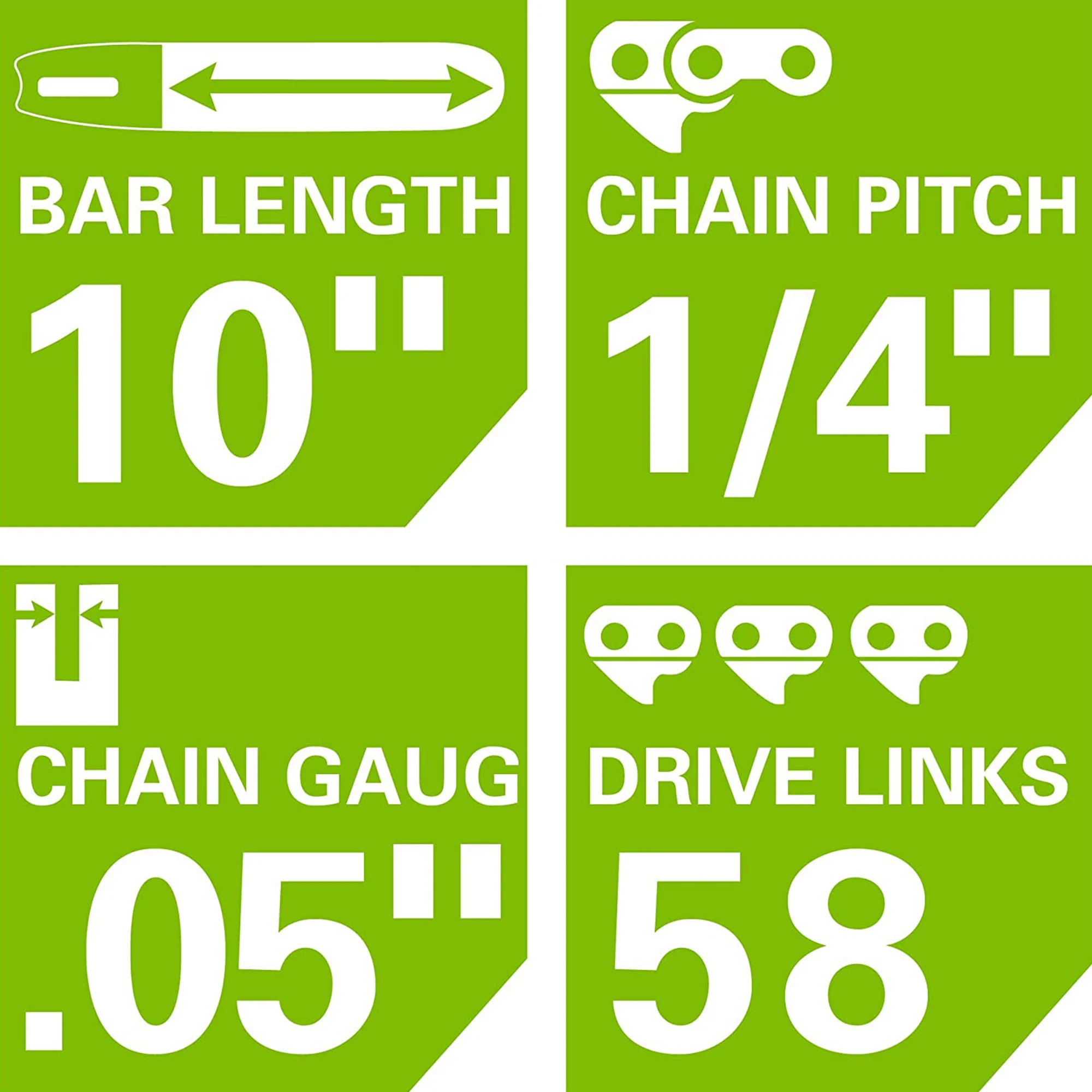 10" Pole Saw Chain, 1/4" Pitch, .050" Chain Gauge and 58 DL - Image 2