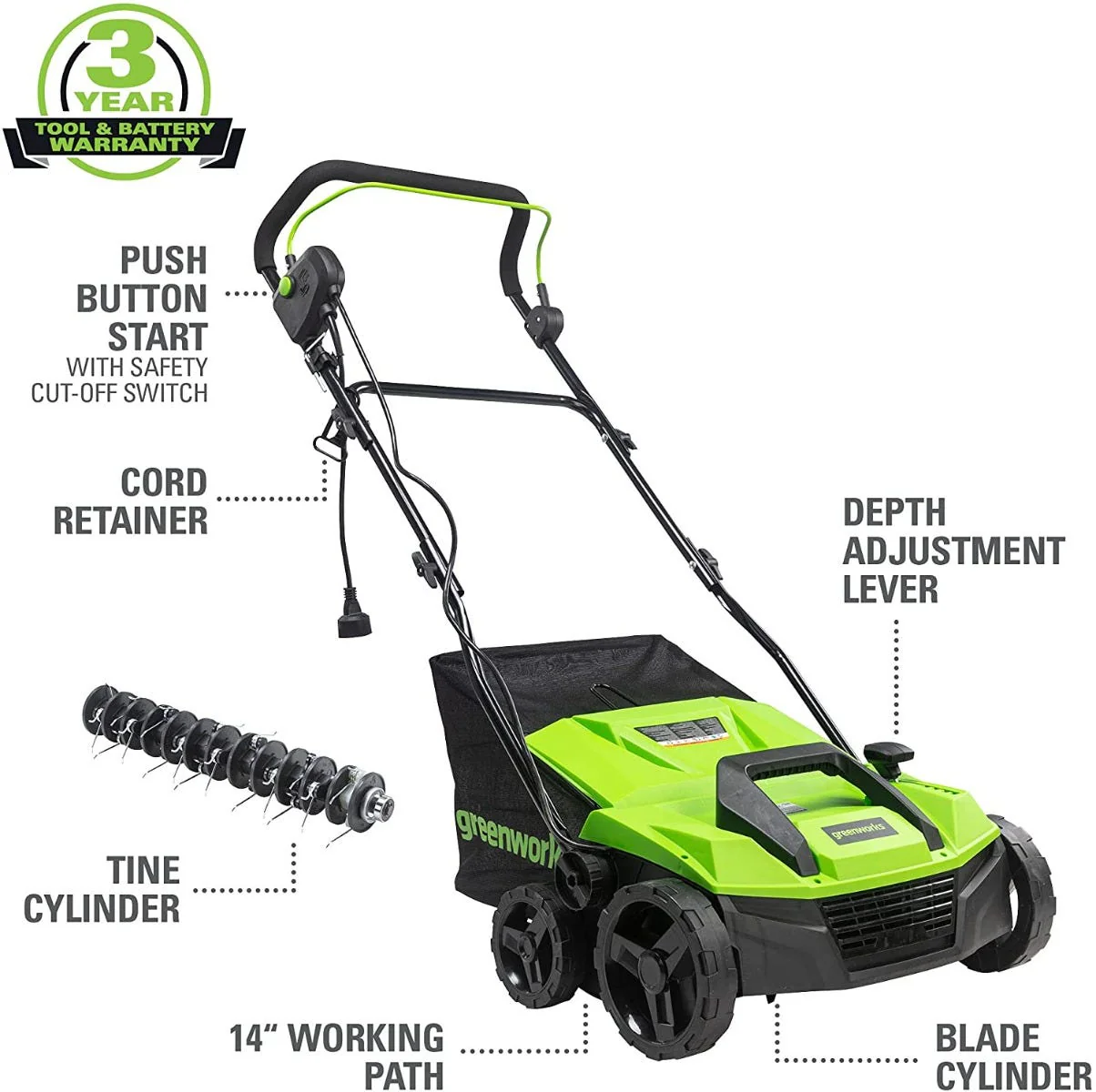 13 Amp 14" Corded Dethatcher / Scarifier - Image 2