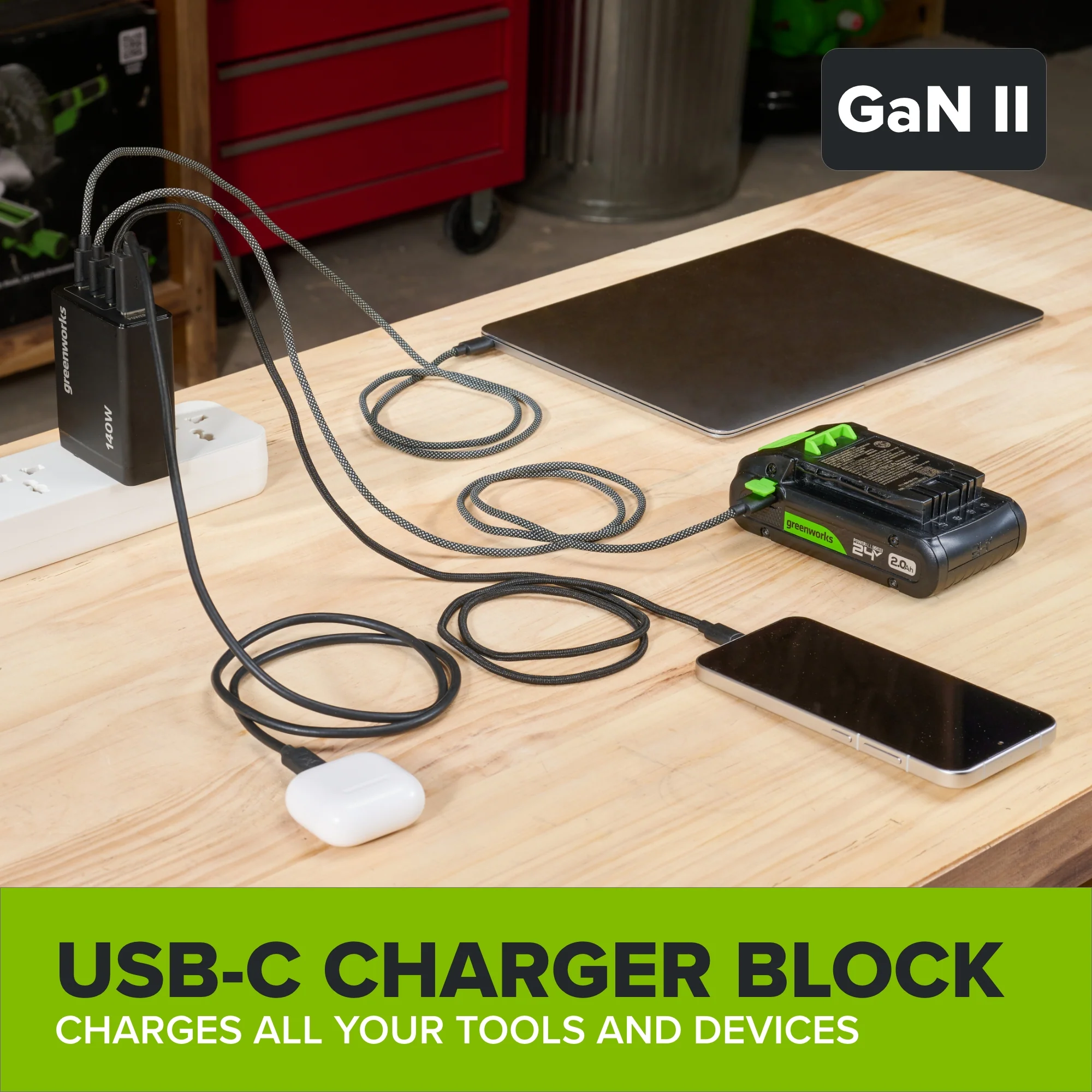24V PowerAll Charger Set with 140W USB-C Charger Block and (2) 3.3' 100W USB-C Cables - Image 5