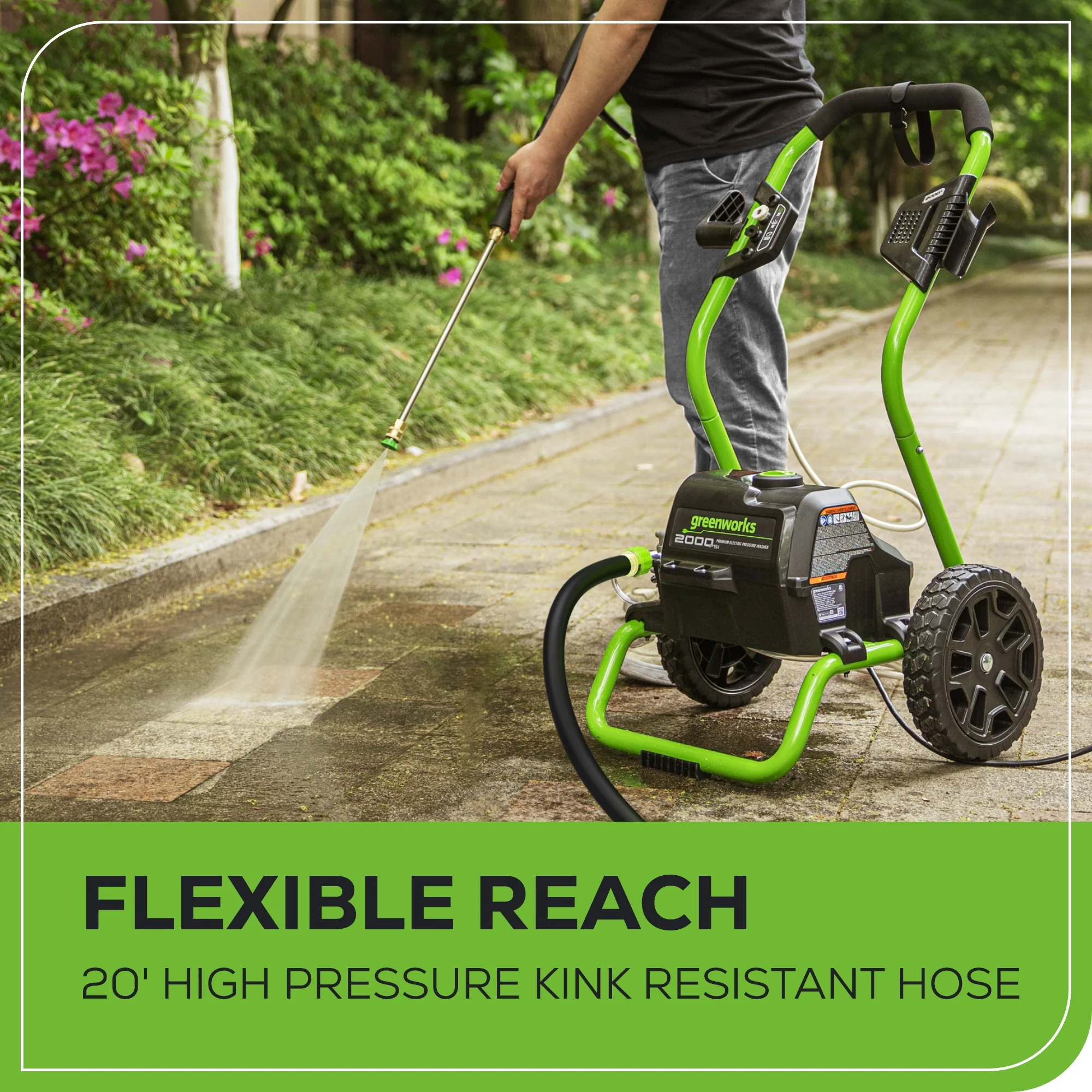 2000 PSI 1.2 GPM Cold Water Electric Pressure Washer (Green Frame) - Image 5
