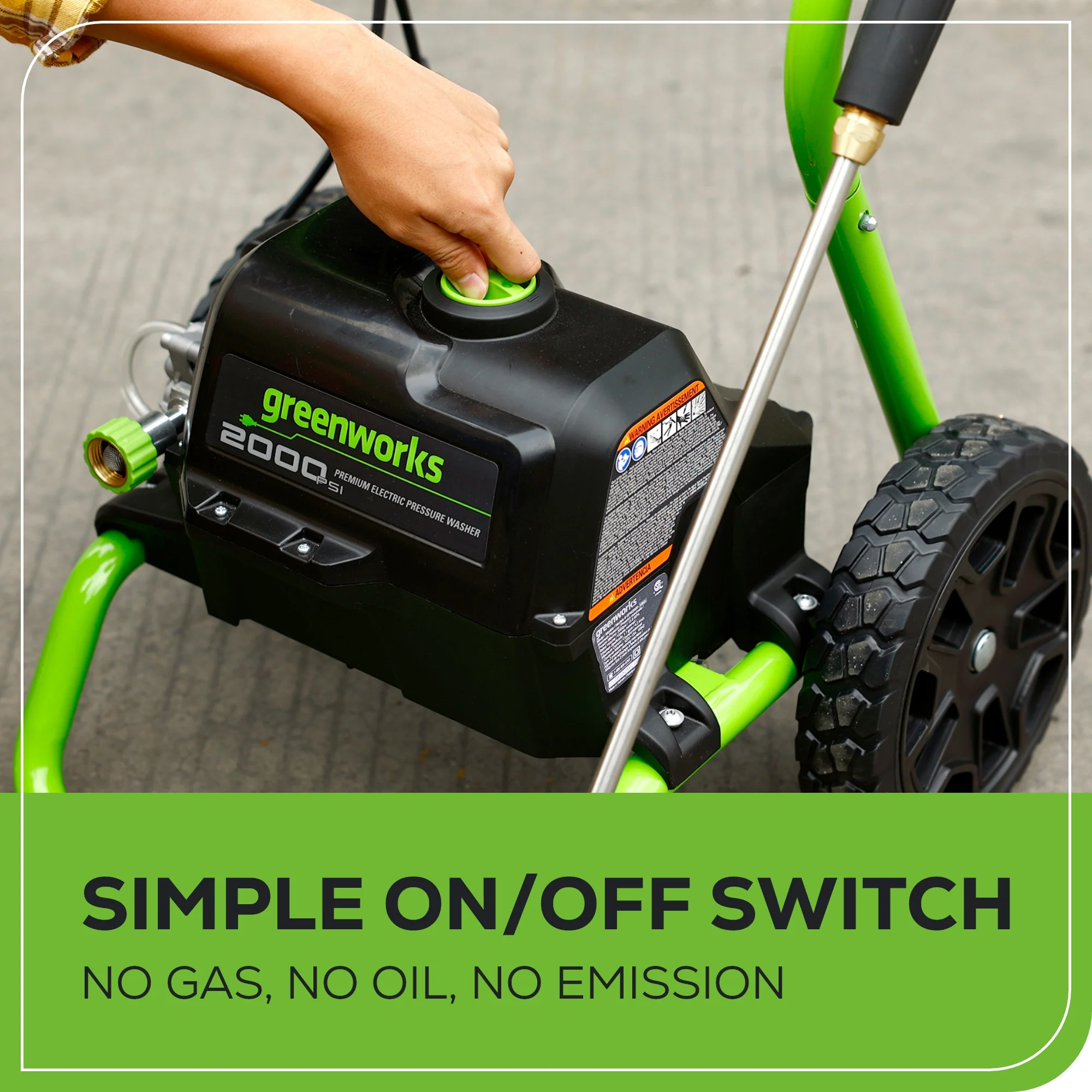 2000 PSI 1.2 GPM Cold Water Electric Pressure Washer (Green Frame) - Image 9