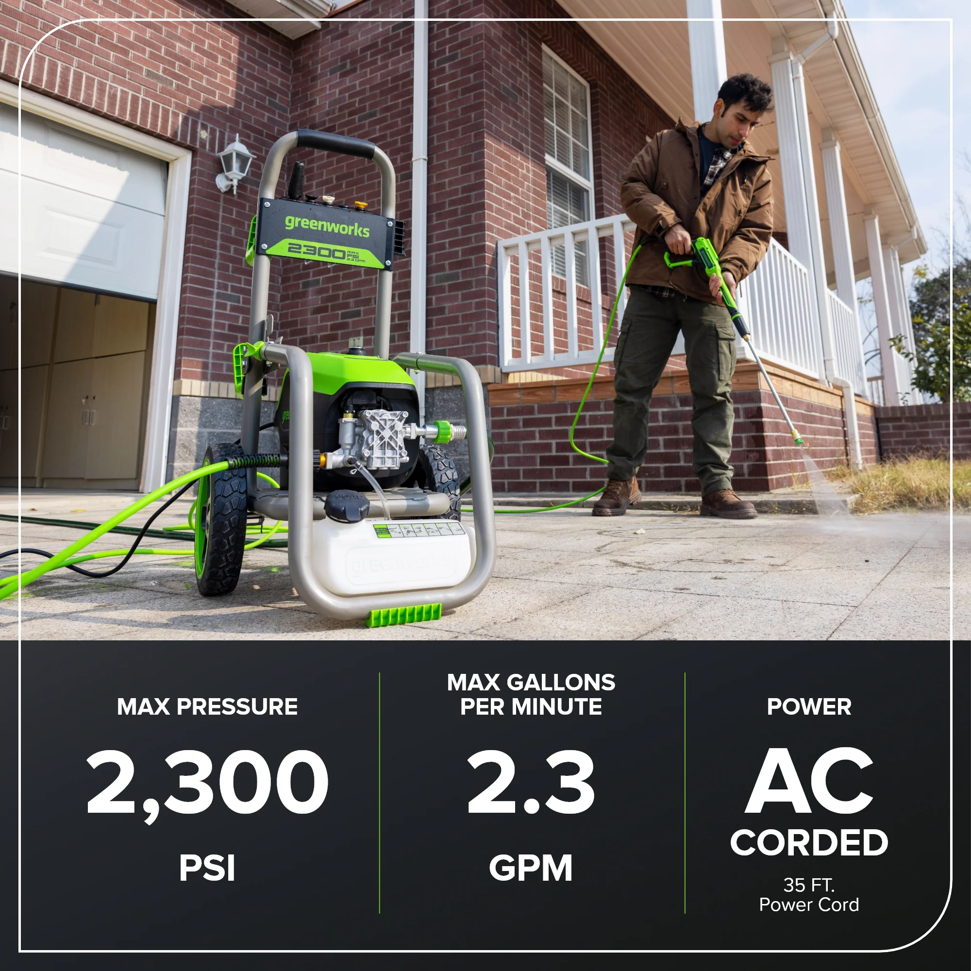 2300 PSI 1.2 GPM Cold Water Electric Pressure Washer (Gen 2) - Image 3