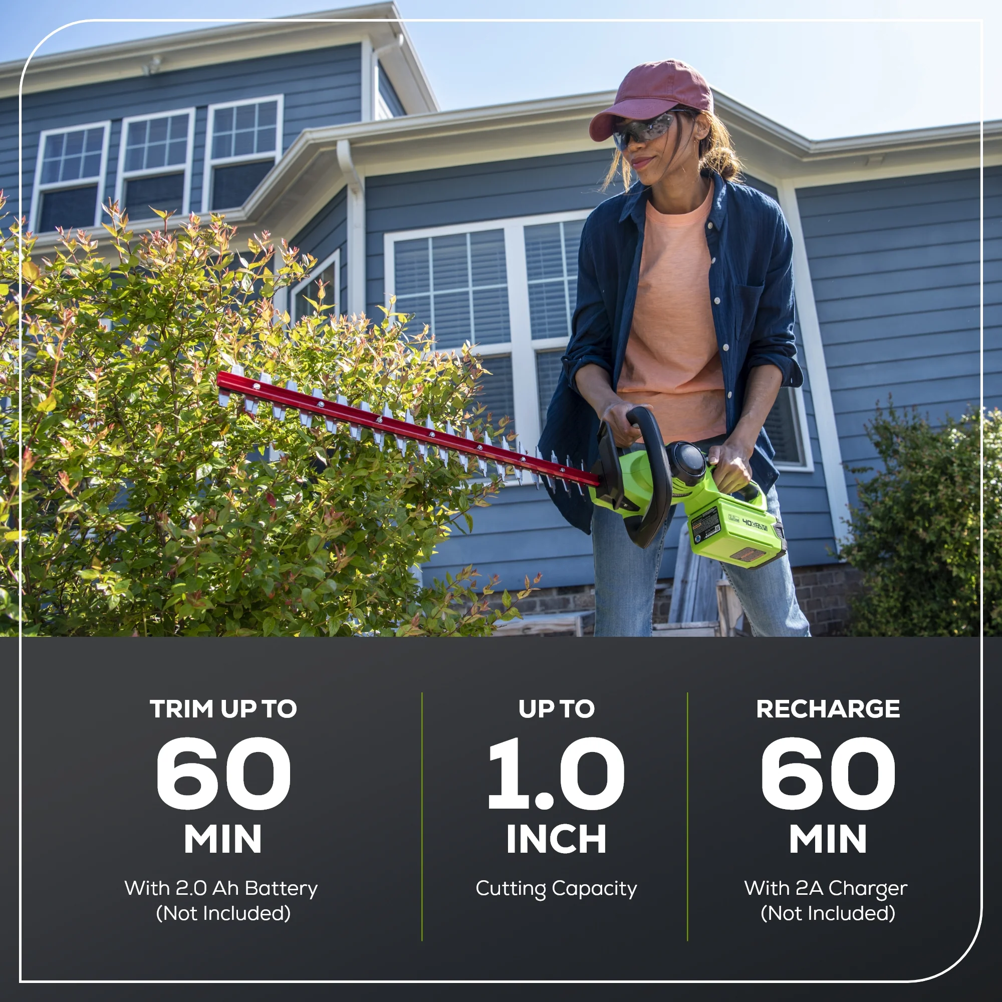 40V 24" Cordless Battery Hedge Trimmer (Tool Only) - Image 3