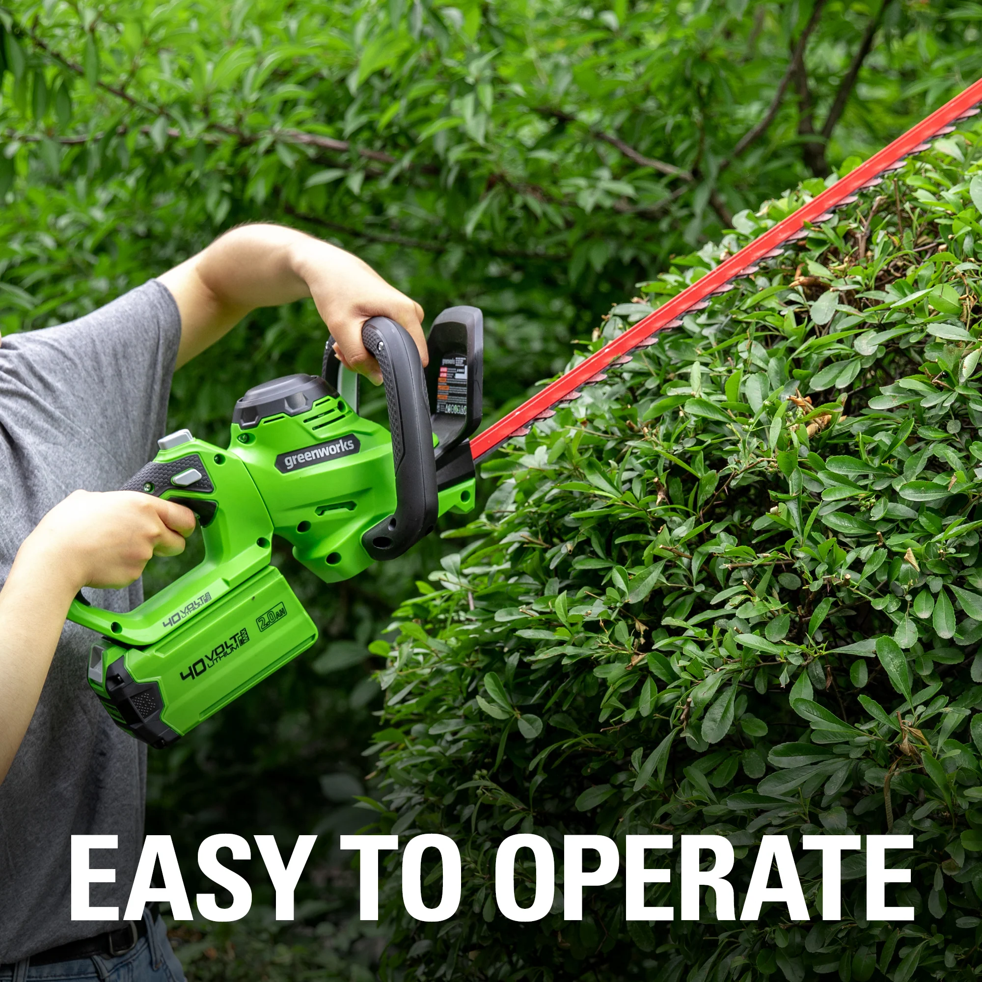 40V 24" Cordless Battery Hedge Trimmer w/ 2.0 Ah USB Battery & Charger - Image 5