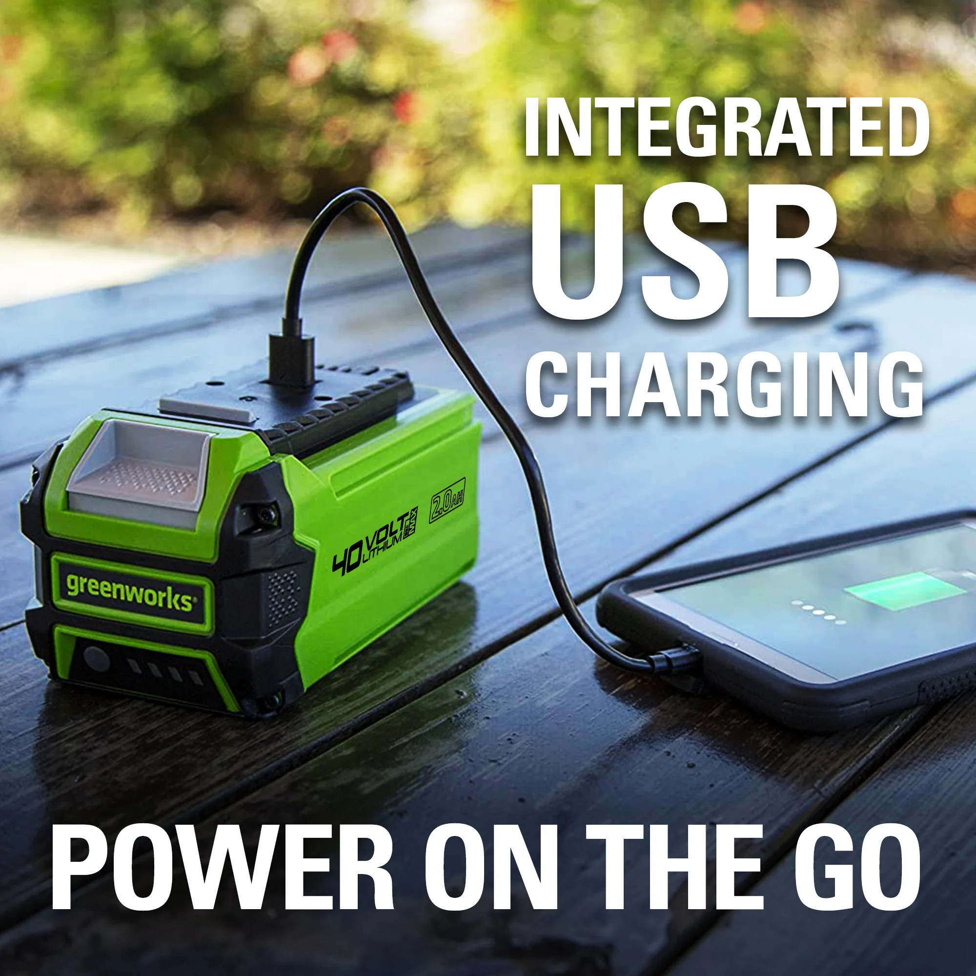 40V 24" Cordless Battery Hedge Trimmer w/ 2.0 Ah USB Battery & Charger - Image 6