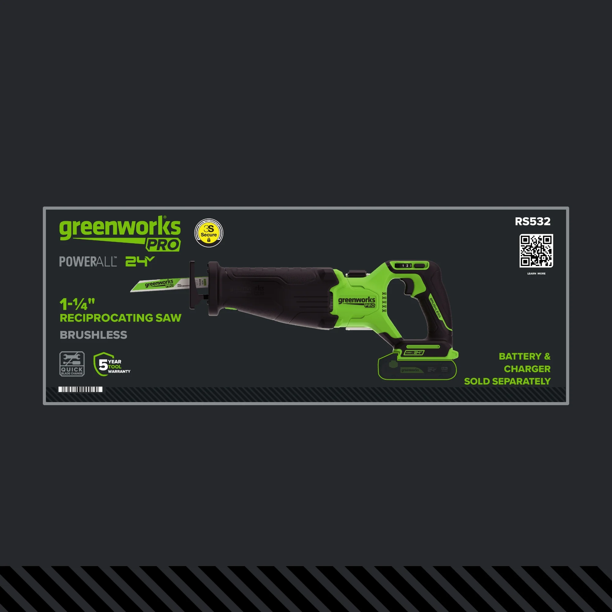 24V PowerAll Pro 1-1/4" Reciprocating Saw with Blade, 3,200 SPM - Image 22