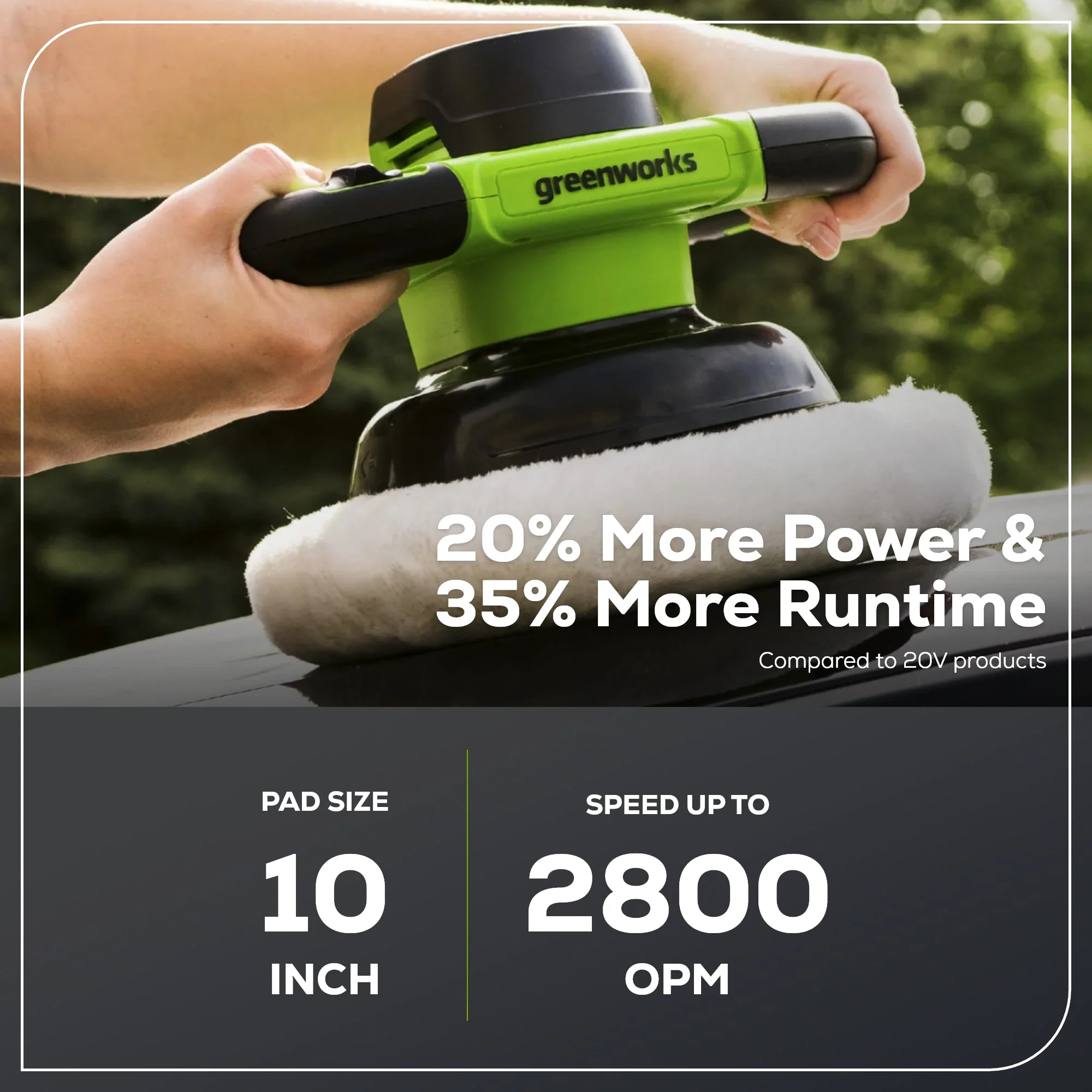 24V 10" Cordless Battery Buffer and Polisher: 2.0 Ah Battery and Charger - Image 3