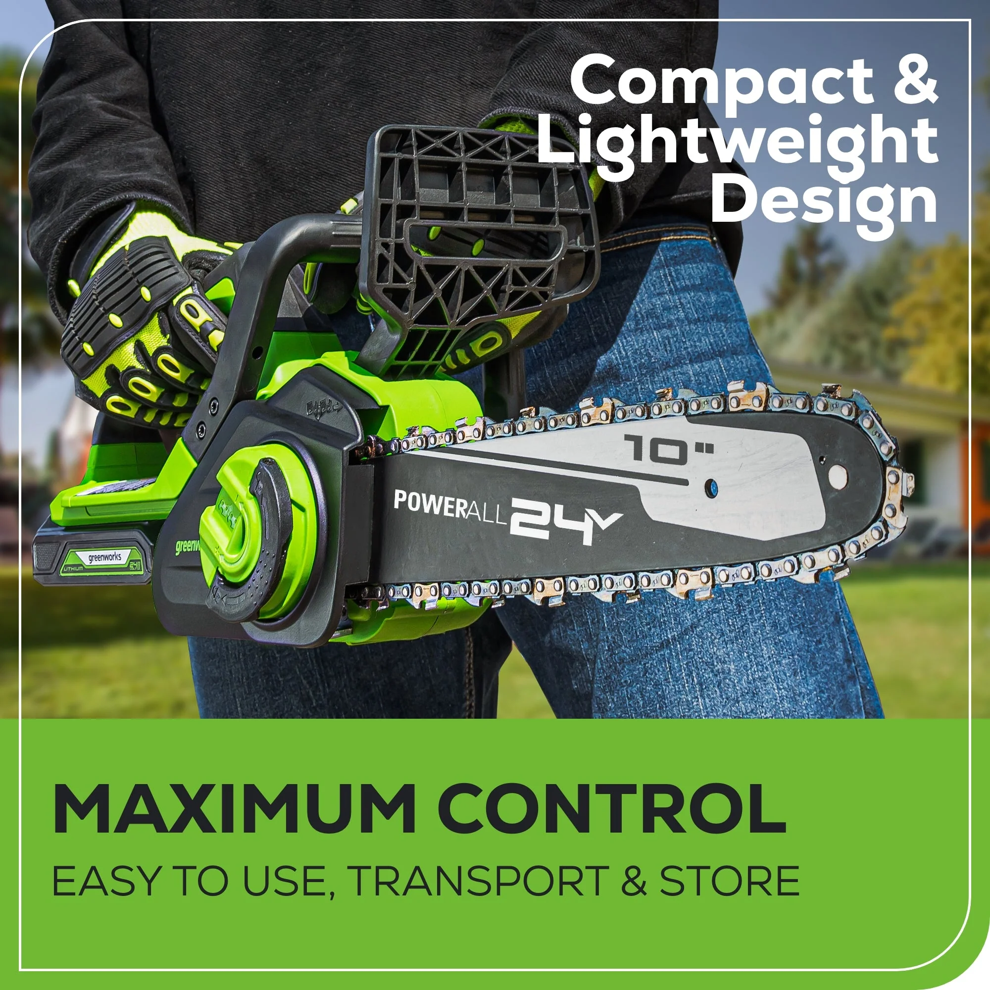 24V 10" Cordless Battery Chainsaw: 2.0 Ah USB Battery and Charger - Image 5