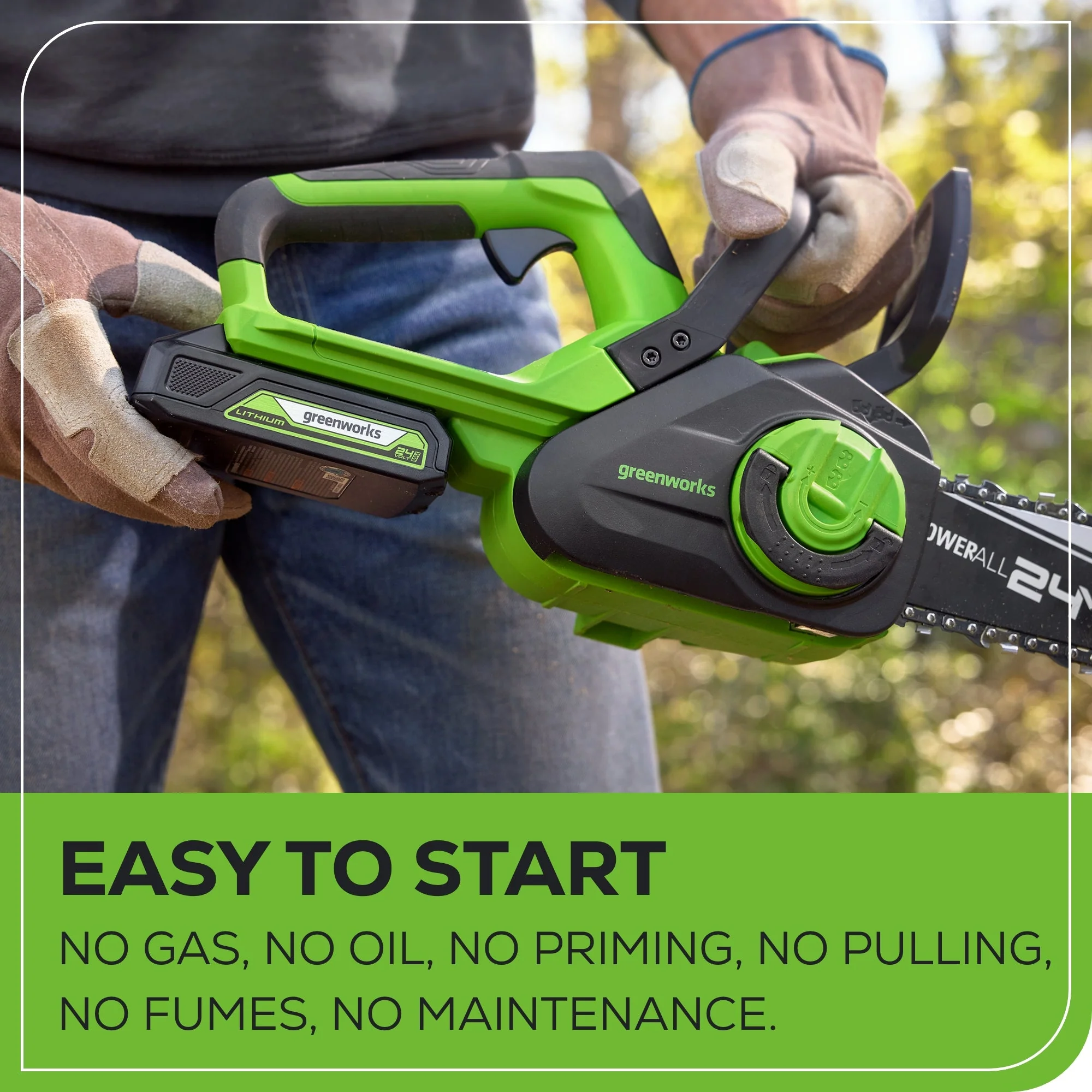 24V 10" Cordless Battery Chainsaw: 2.0 Ah USB Battery and Charger - Image 6