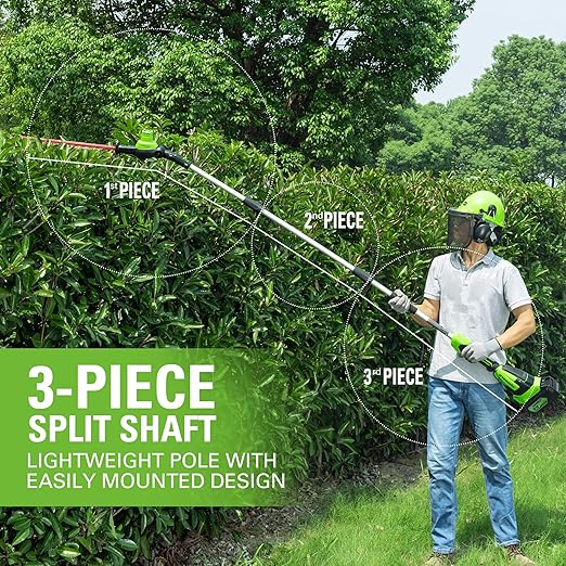 24V 10" Cordless Battery Polesaw and Pole Hedge Trimmer Combo Kit, 4Ah USB Battery and Charger - Image 6
