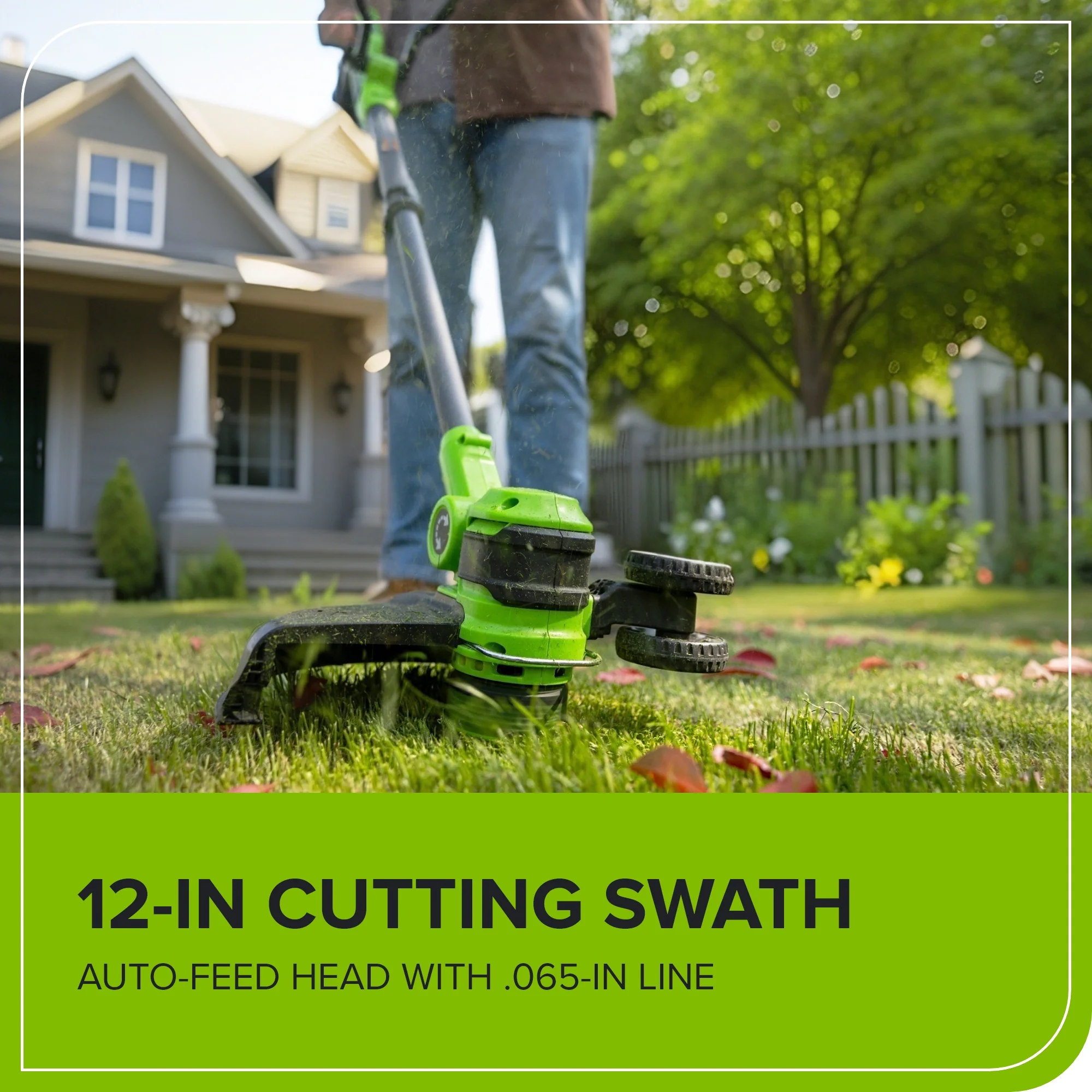 24V 12" Cordless Battery String Trimmer/Edger: 4.0 Ah Battery and Charger - Image 5