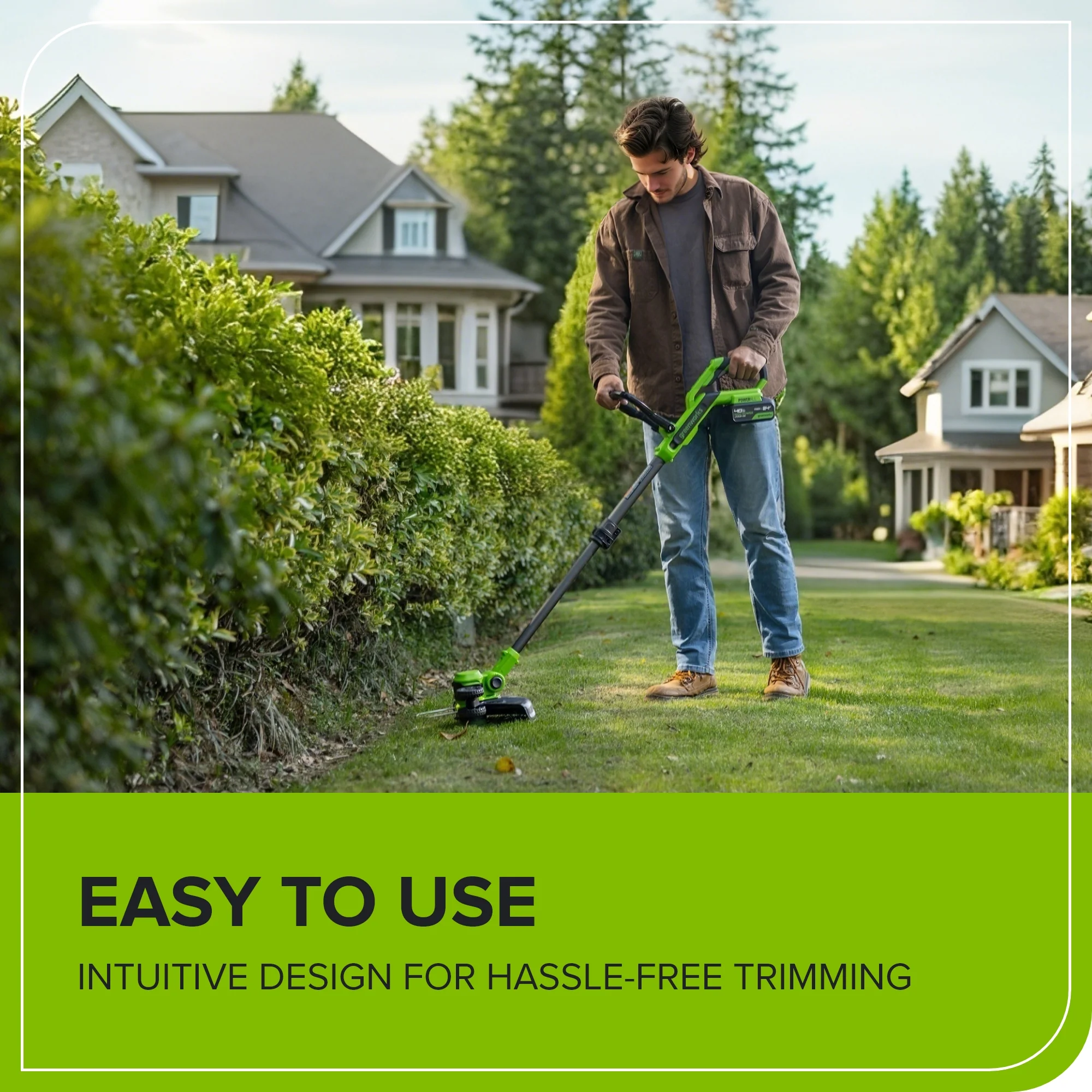 24V 12" Cordless Battery String Trimmer/Edger: 4.0 Ah Battery and Charger - Image 9