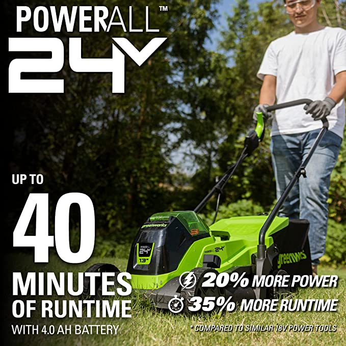 24V 13" Cordless Battery BL Push Lawn Mower: 4.0 Ah Battery and Charger - Image 4
