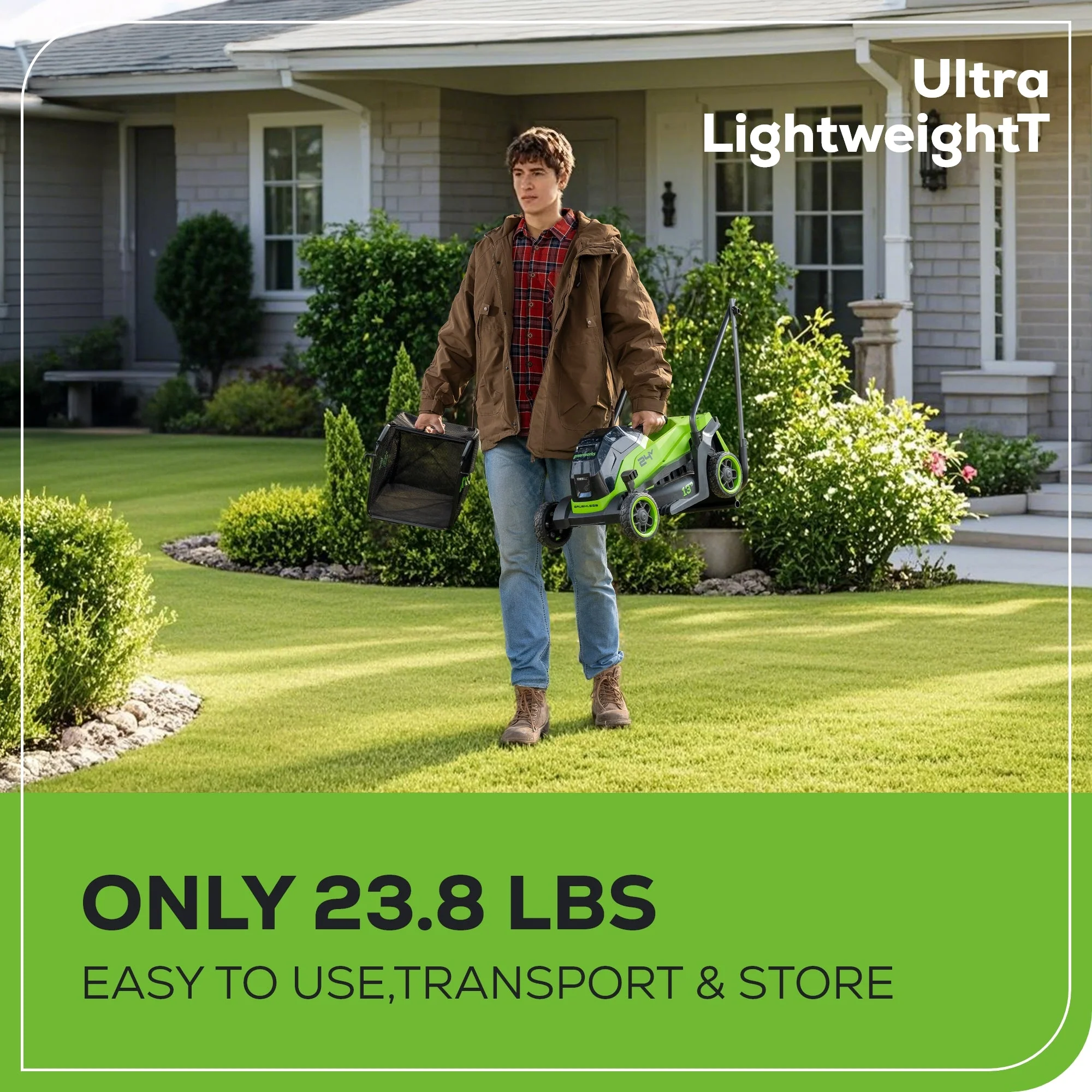 24V 13" Cordless Battery Brushless Push Lawn Mower: 4.0 Ah Battery and Charger - Image 7