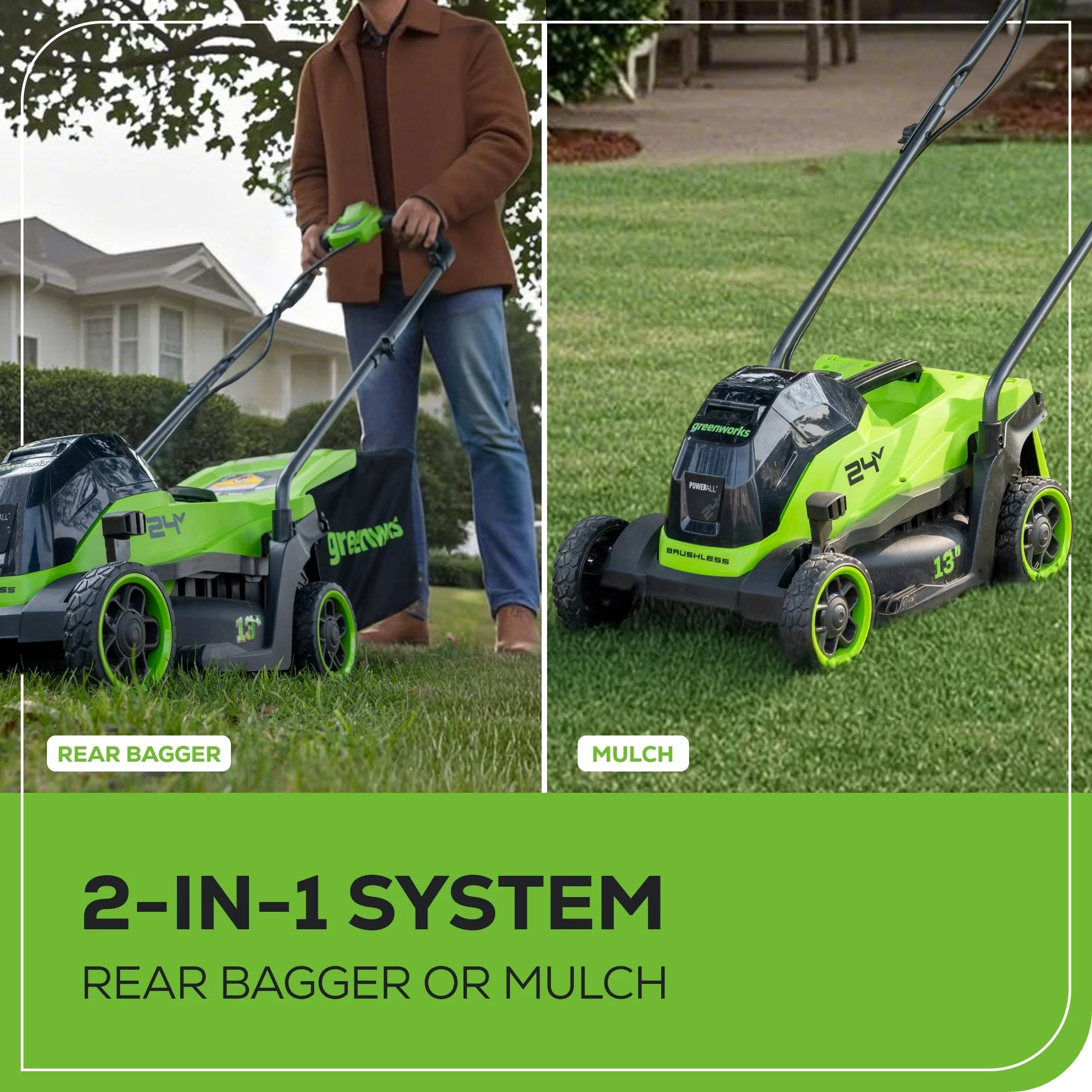 24V 13" Cordless Battery Brushless Push Lawn Mower: 4.0 Ah Battery and Charger - Image 9