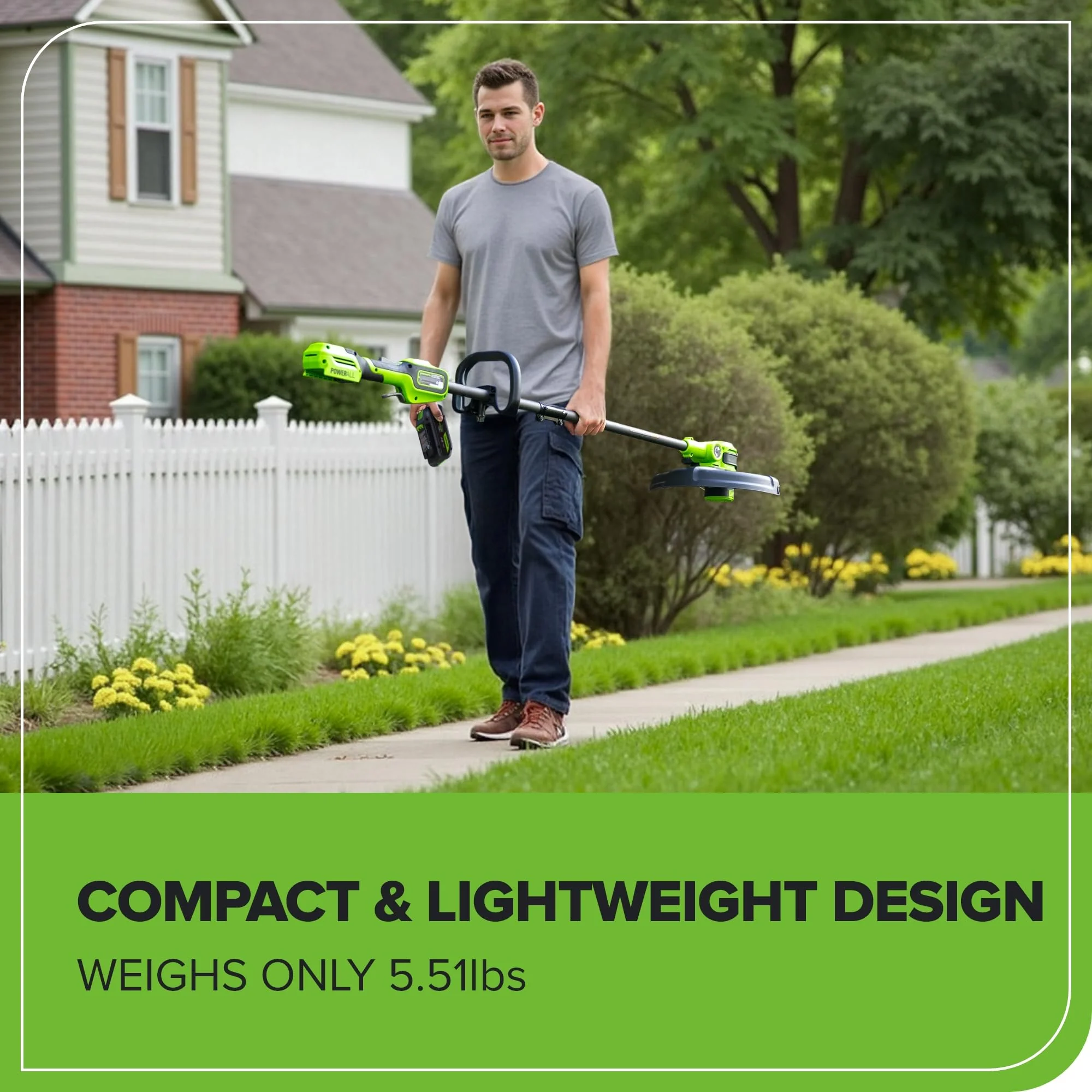 24V 13" Cordless Battery String Trimmer/Edger, 20PC Blades (Tool Only) - Image 8