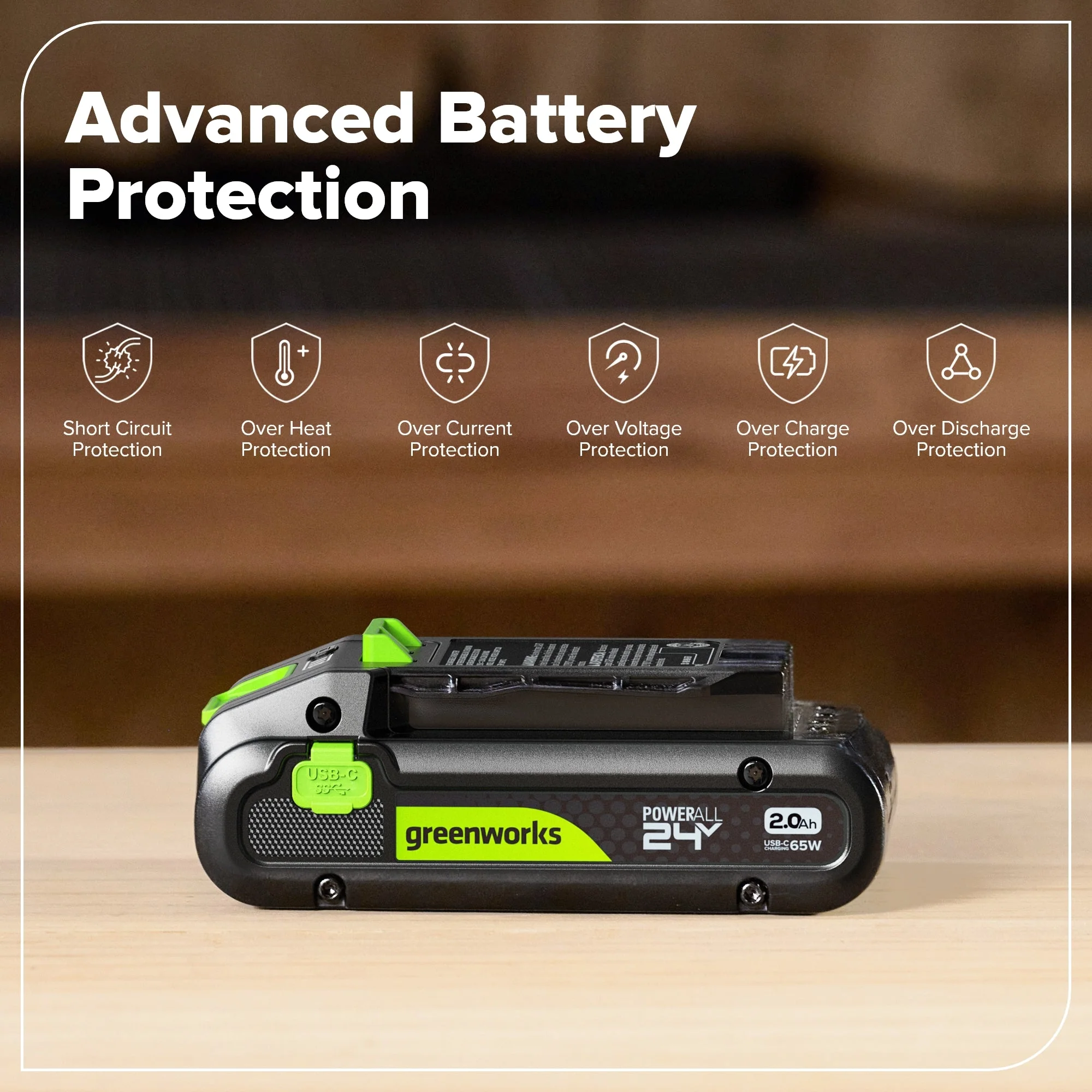 24V 2.0 Ah Battery with Bi-Directional USB-C Port - Image 3