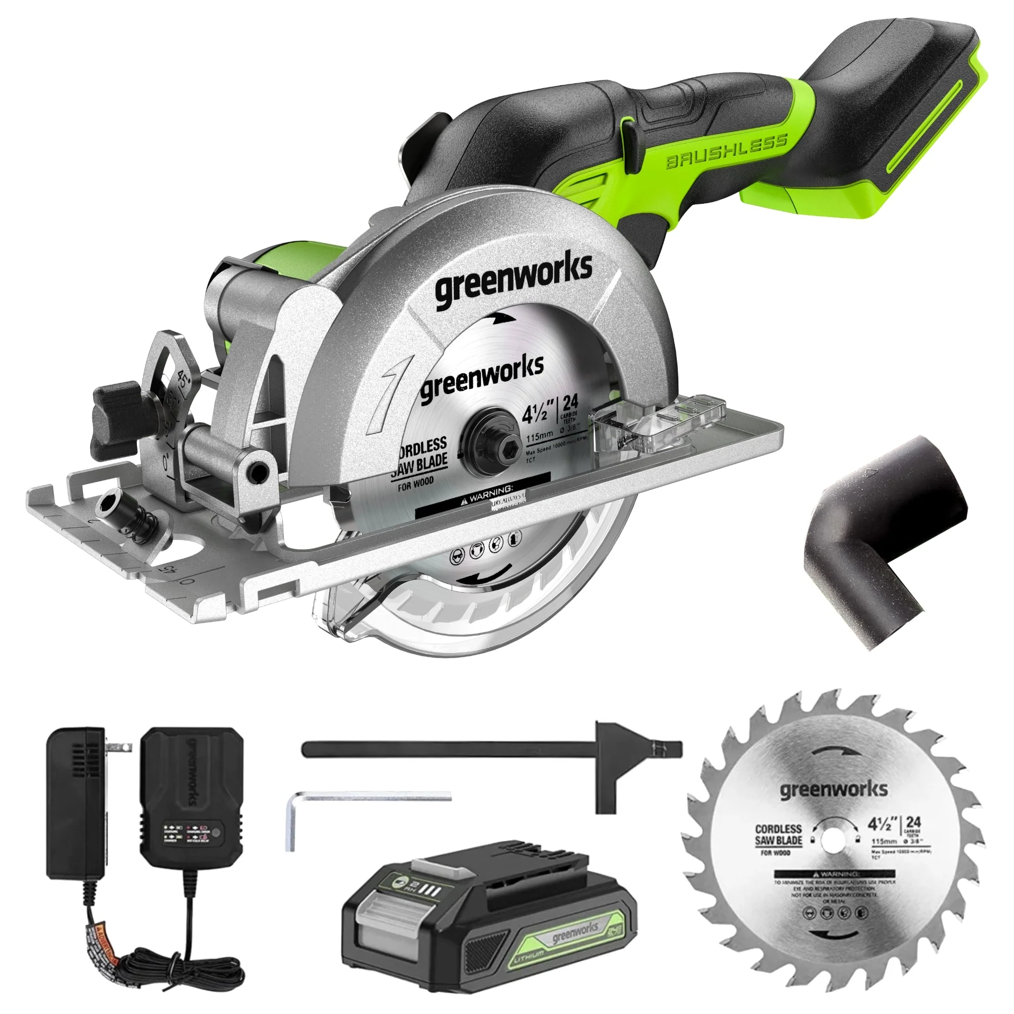 24V 4.5" Cordless Battery Mini Circular Saw: 2.0 Ah Battery and Charger
