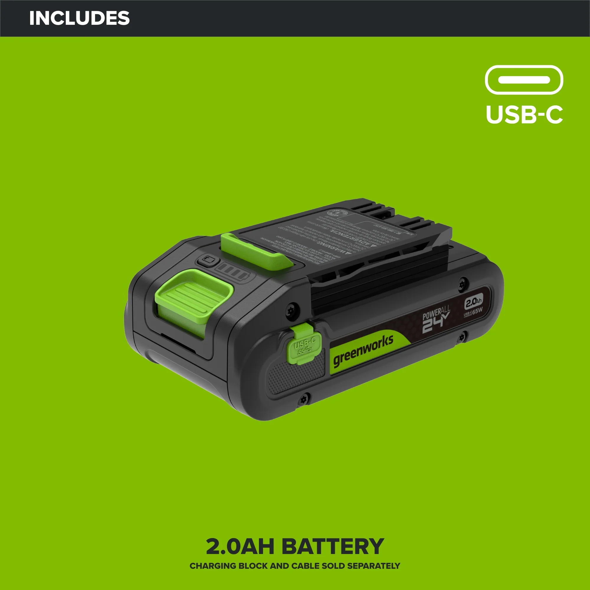 24V PowerAll Battery 2-Pack, with (2) 2.0 Ah Batteries - Image 2
