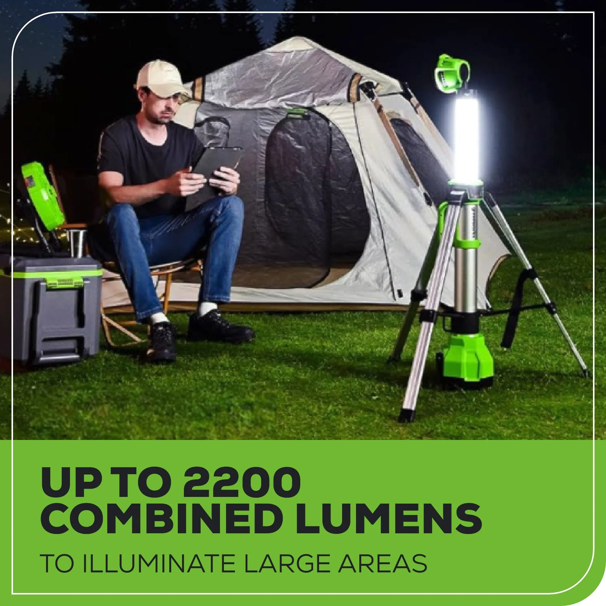24V Cordless Battery 2-in-1 Standing Light Kit: 2.0 Ah Battery and Charger - Image 4