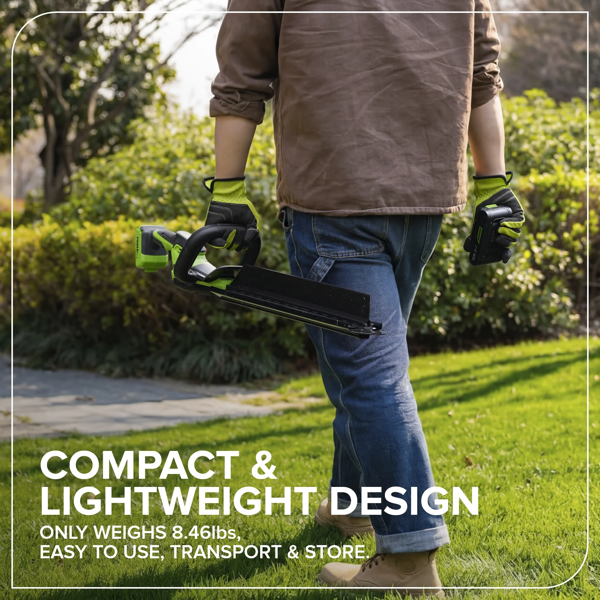 24V 20" Brushless (1.1" Cutting Capacity) Hedge Trimmer: 2.0Ah Battery and 30W Charger - Image 10