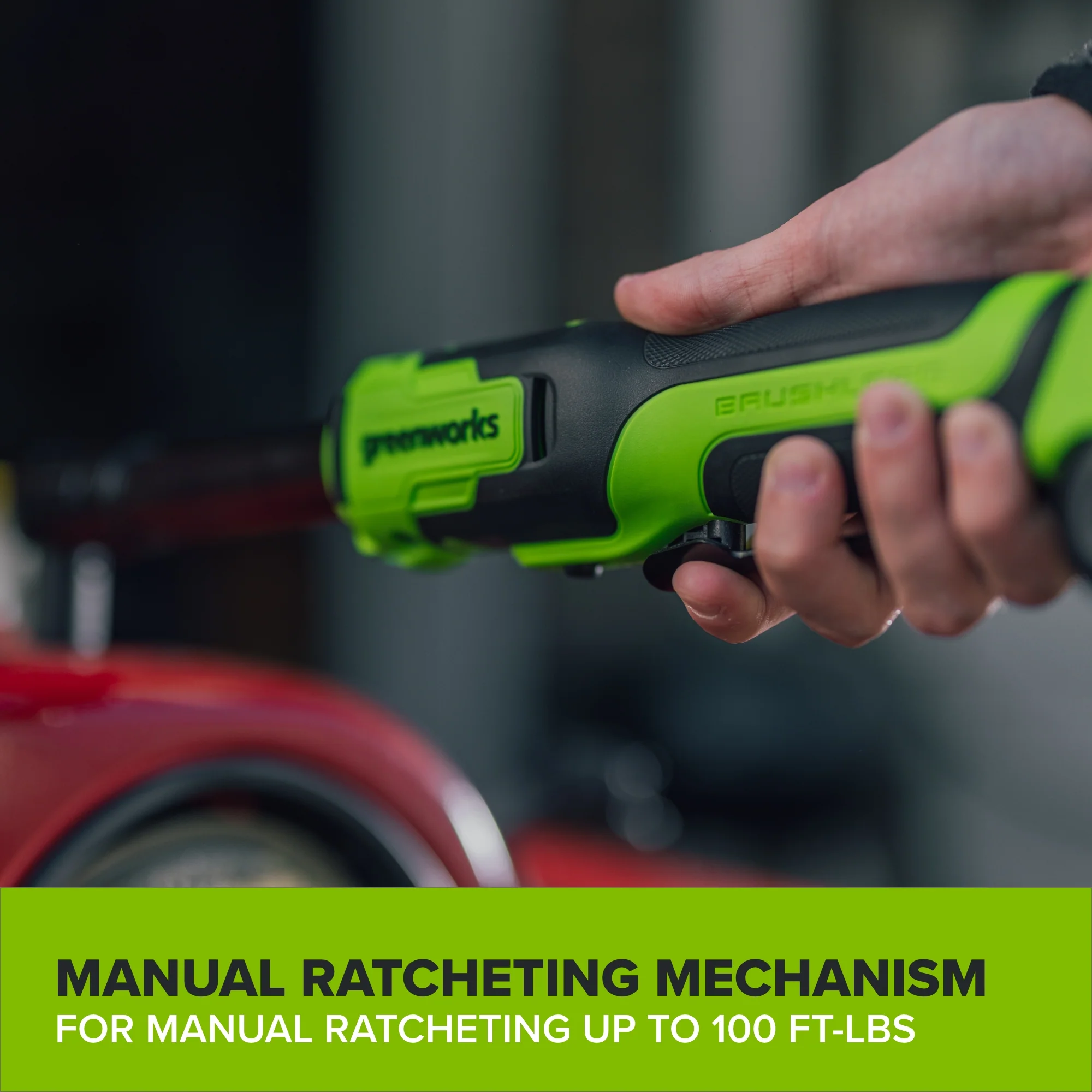 24V PowerAll 60 ft-lb 3/8" Extended Reach Ratchet Wrench, with 2.0 Ah Battery, 30W Charger, and 3' Cable - Image 9