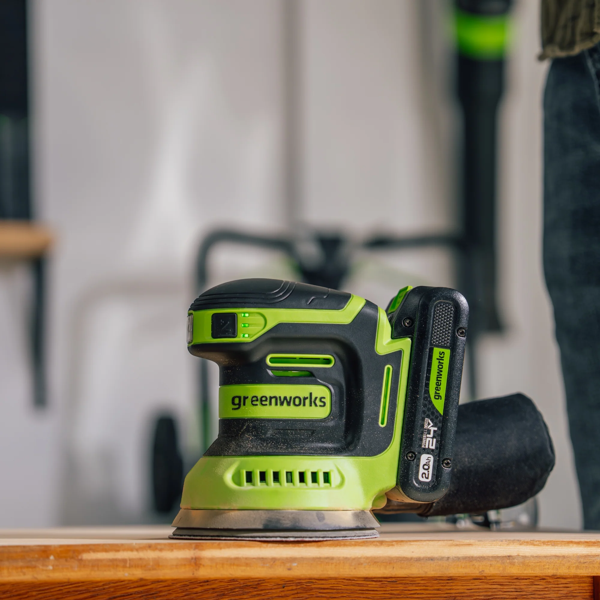 24V PowerAll Orbital Sander, Tool Only, with (3) Pieces of 80 Grit Sanding Paper - Image 2