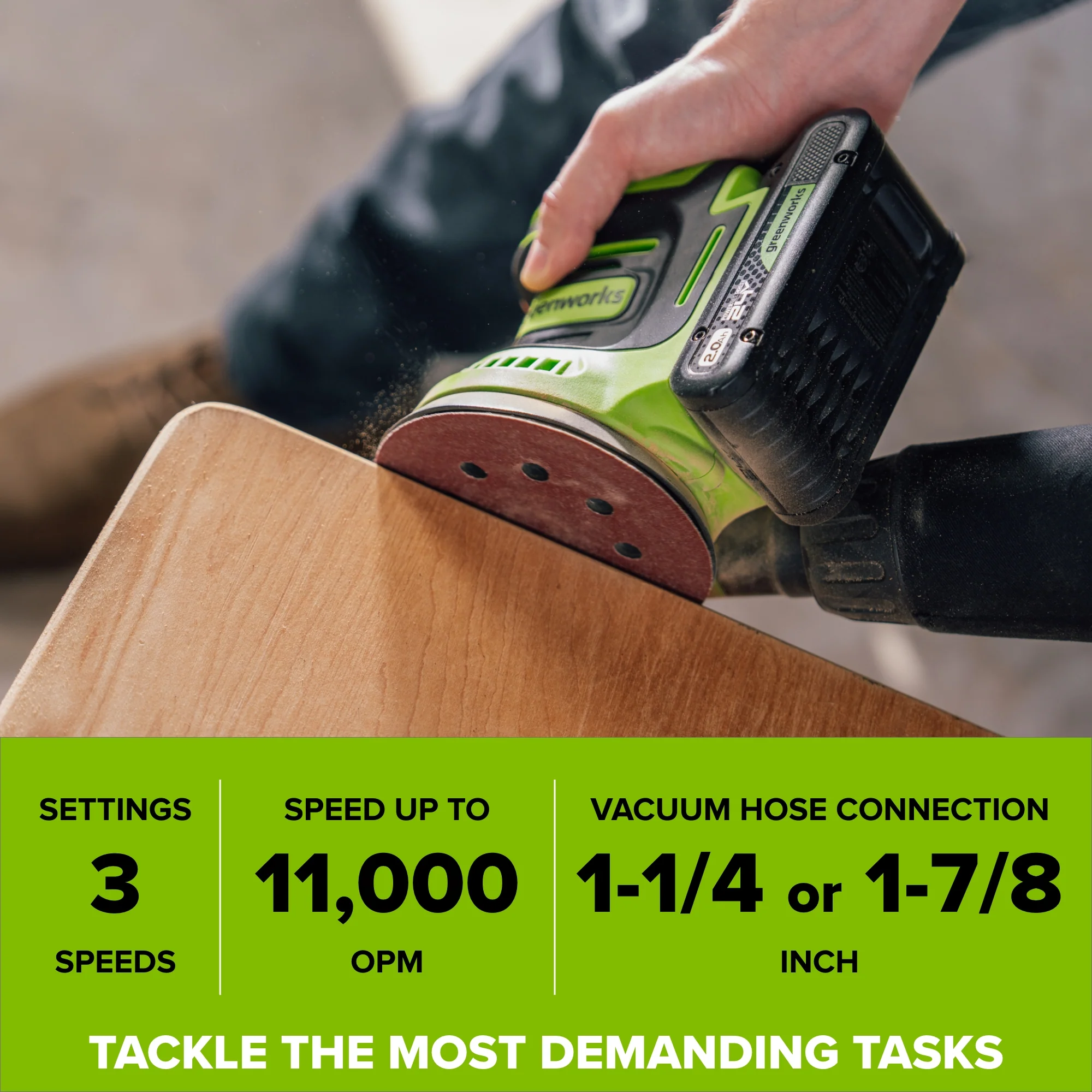 24V PowerAll Orbital Sander, Tool Only, with (3) Pieces of 80 Grit Sanding Paper - Image 6