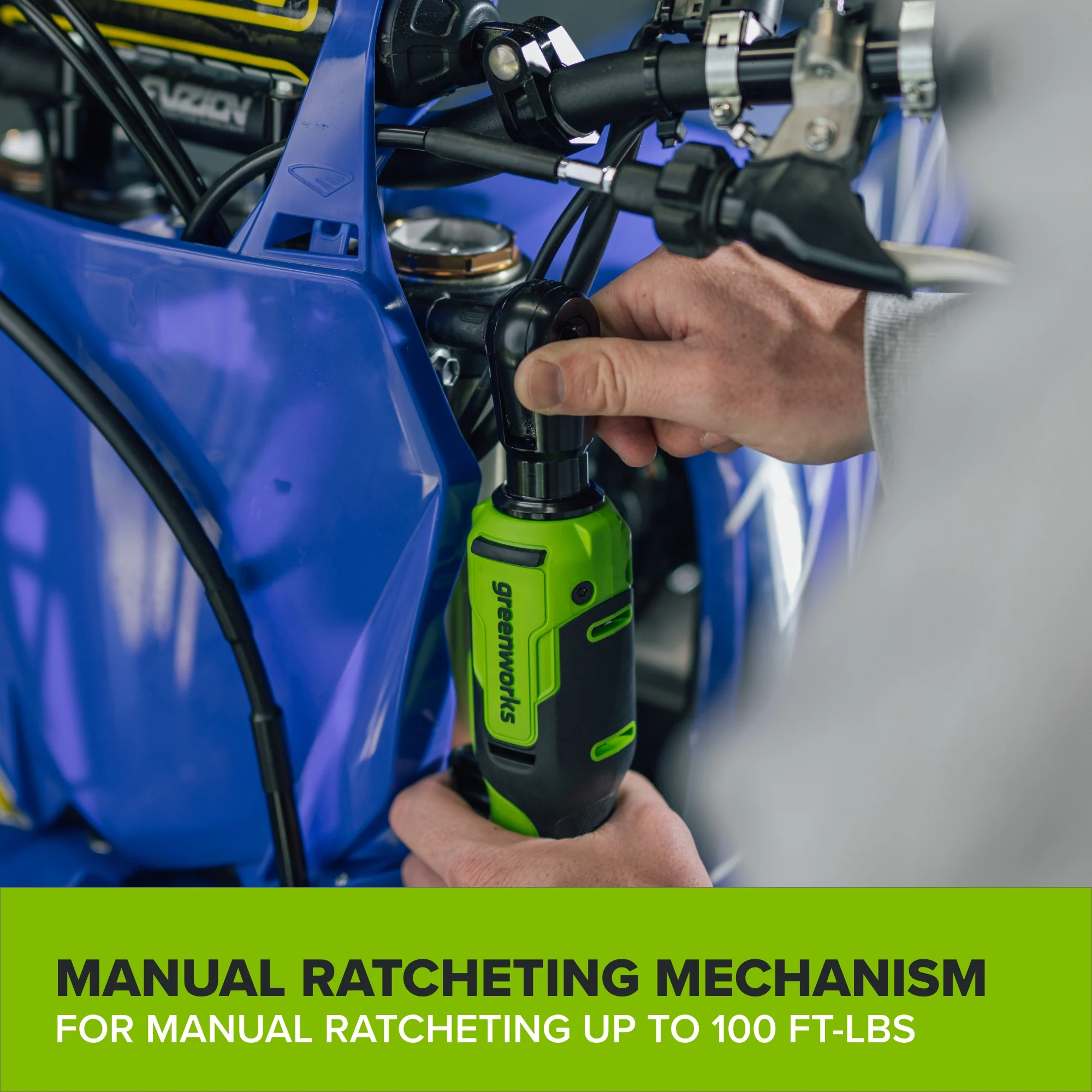 24V PowerAll 60 ft-lb 3/8" Ratchet Wrench, with 2.0 Ah Battery, 30W Charger, and 3' Cable - Image 8