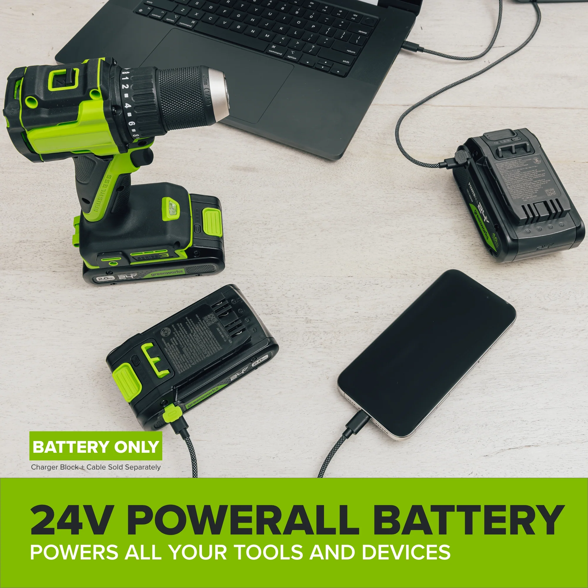 24V PowerAll High Power 4.0 Ah Battery with Bi-Directional 65W USB-C Charging Port - Image 4