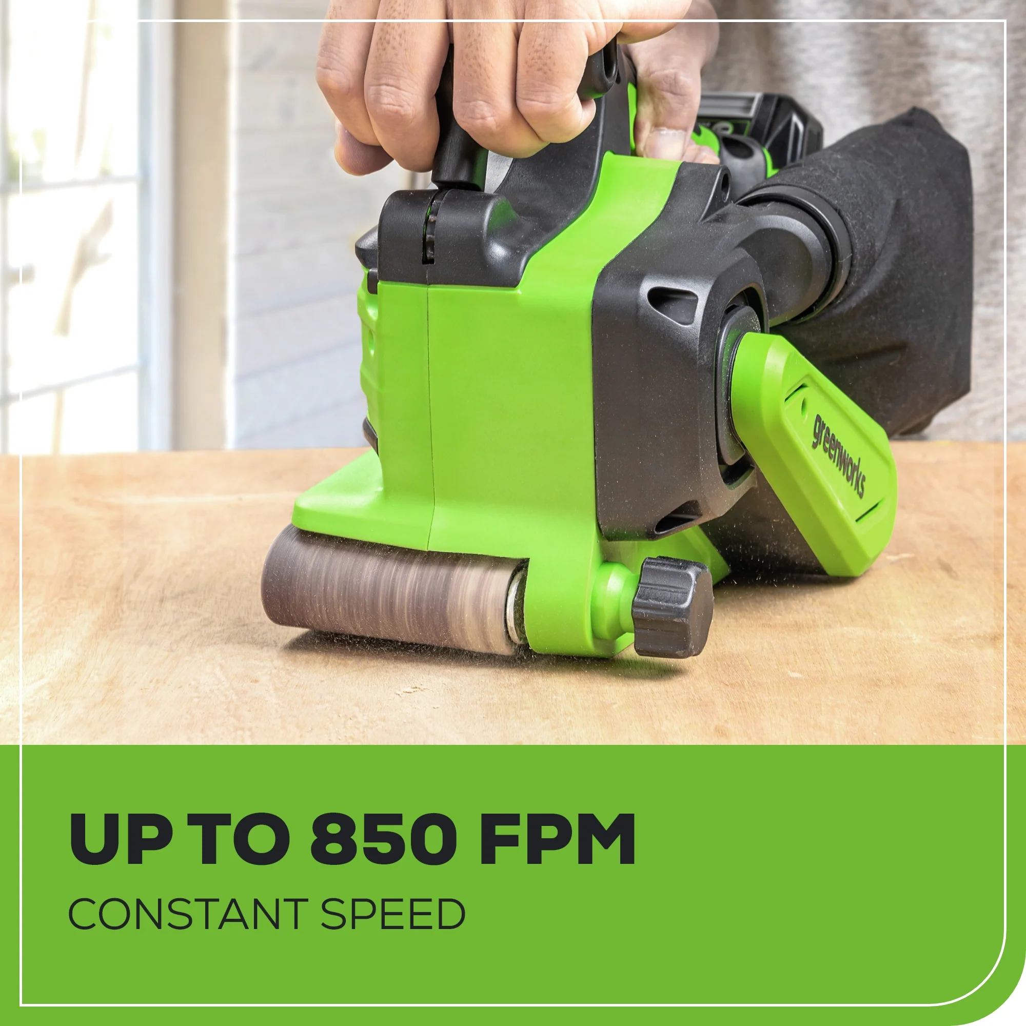 24V 3in x 18in Brushless Cordless Belt Sander and Dust Bag: 4.0 Ah Battery and Charger - Image 5