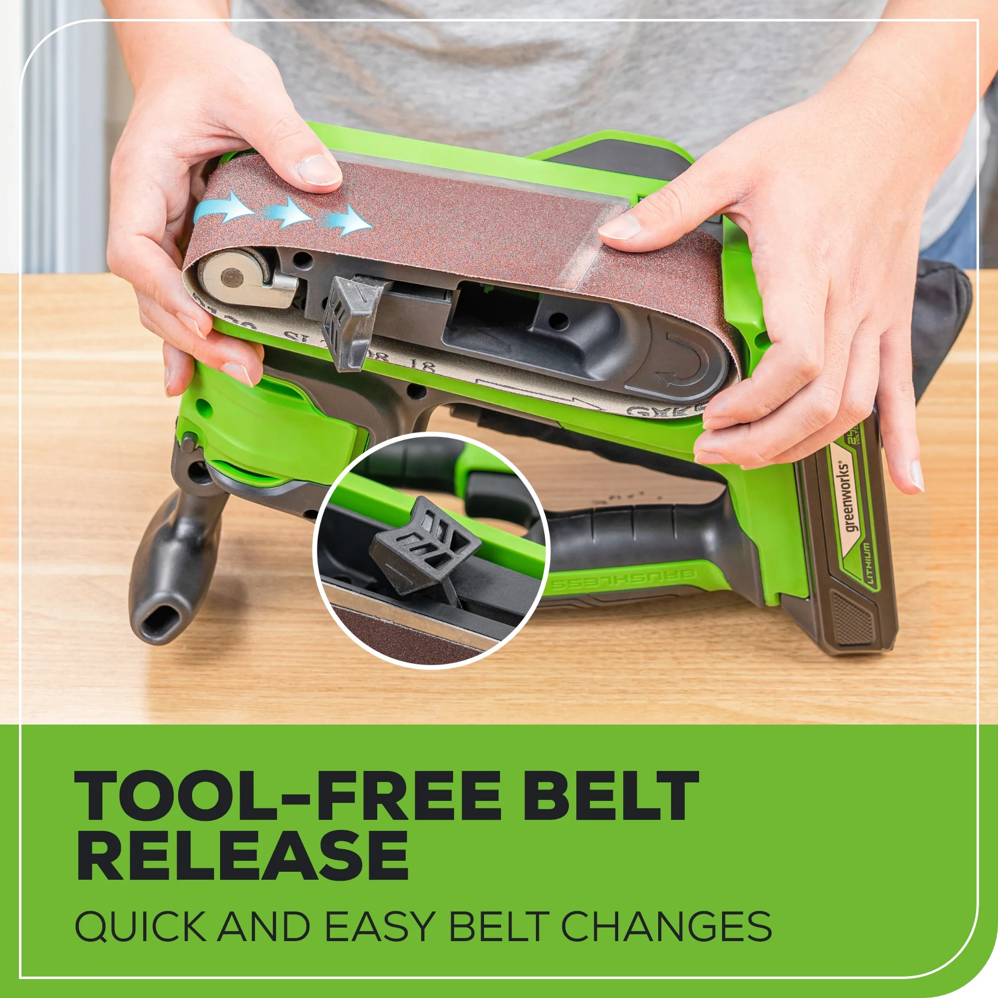24V 3in x 18in Brushless Cordless Belt Sander and Dust Bag: 4.0 Ah Battery and Charger - Image 6
