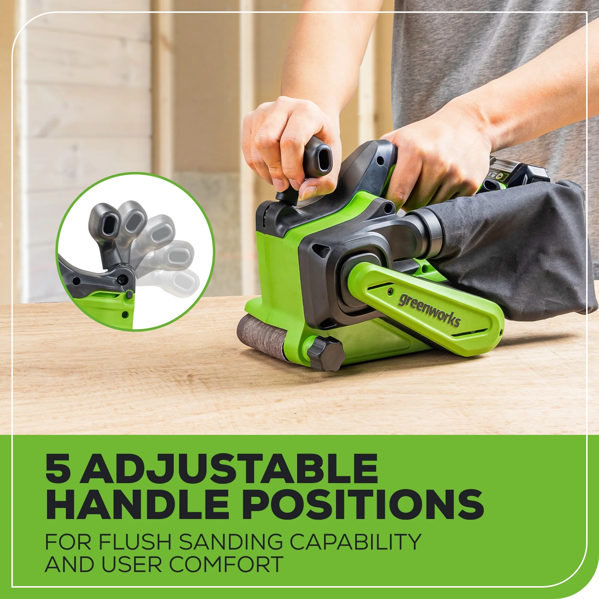 24V 3in x 18in Brushless Cordless Belt Sander and Dust Bag: 4.0 Ah Battery and Charger - Image 7