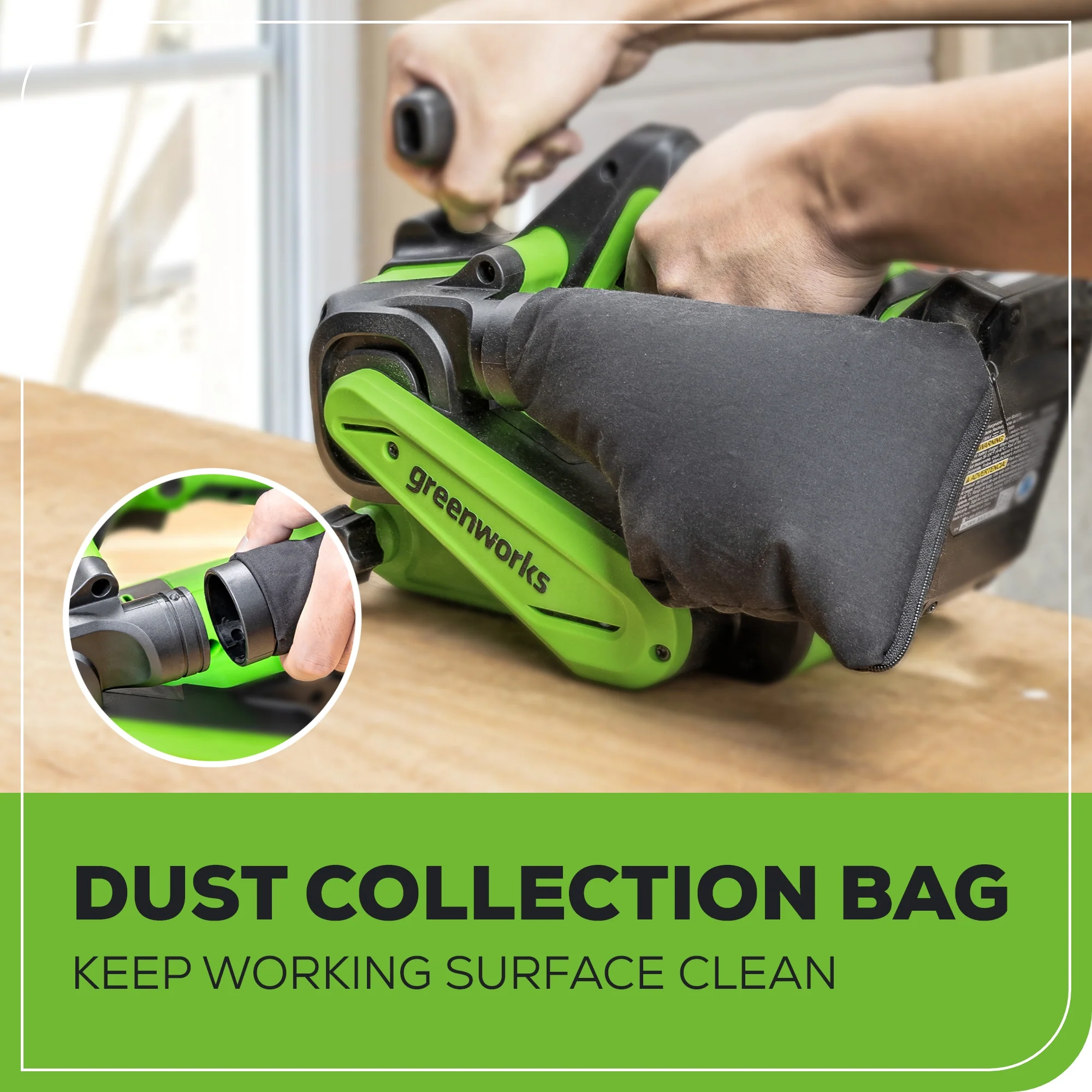 24V 3in x 18in Brushless Cordless Belt Sander and Dust Bag: 4.0 Ah Battery and Charger - Image 8