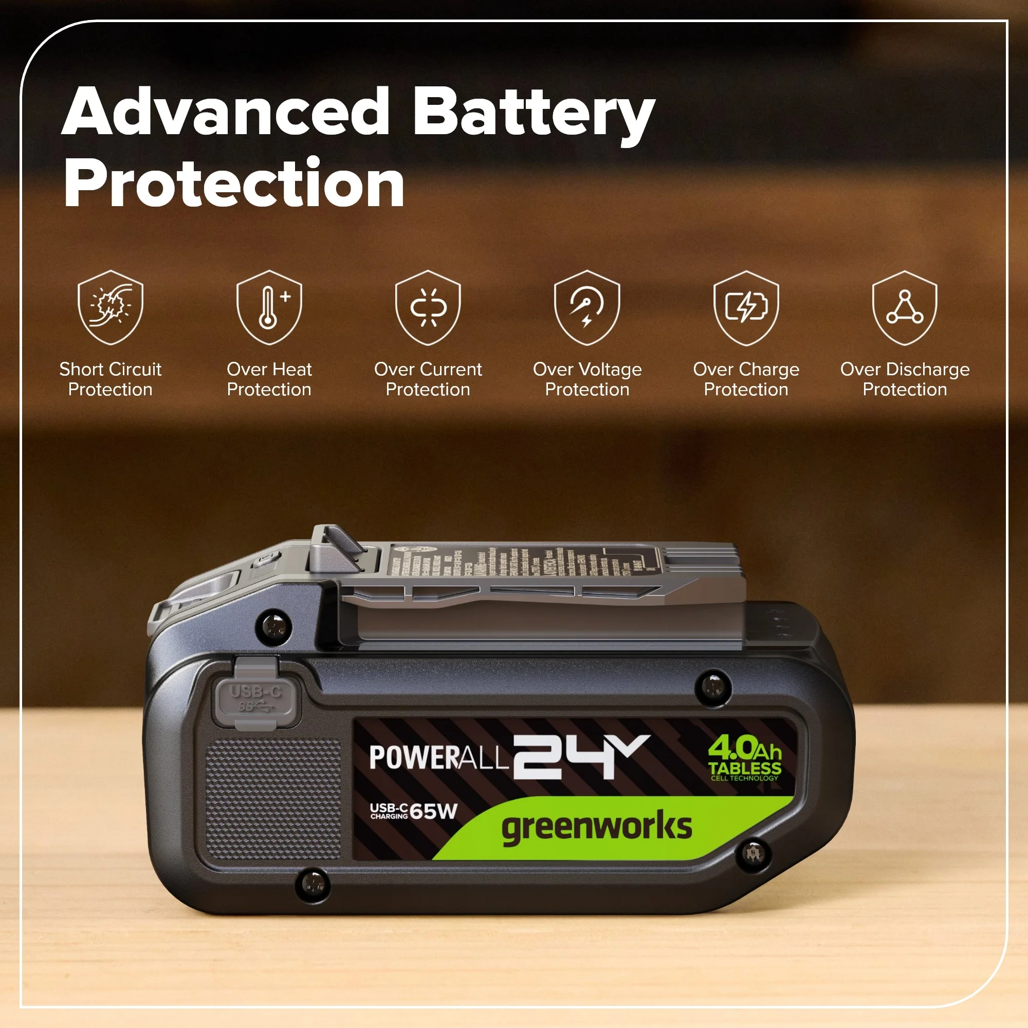 24V 4.0 Ah Tabless Battery with Bi-Directional USB-C Port - Image 3