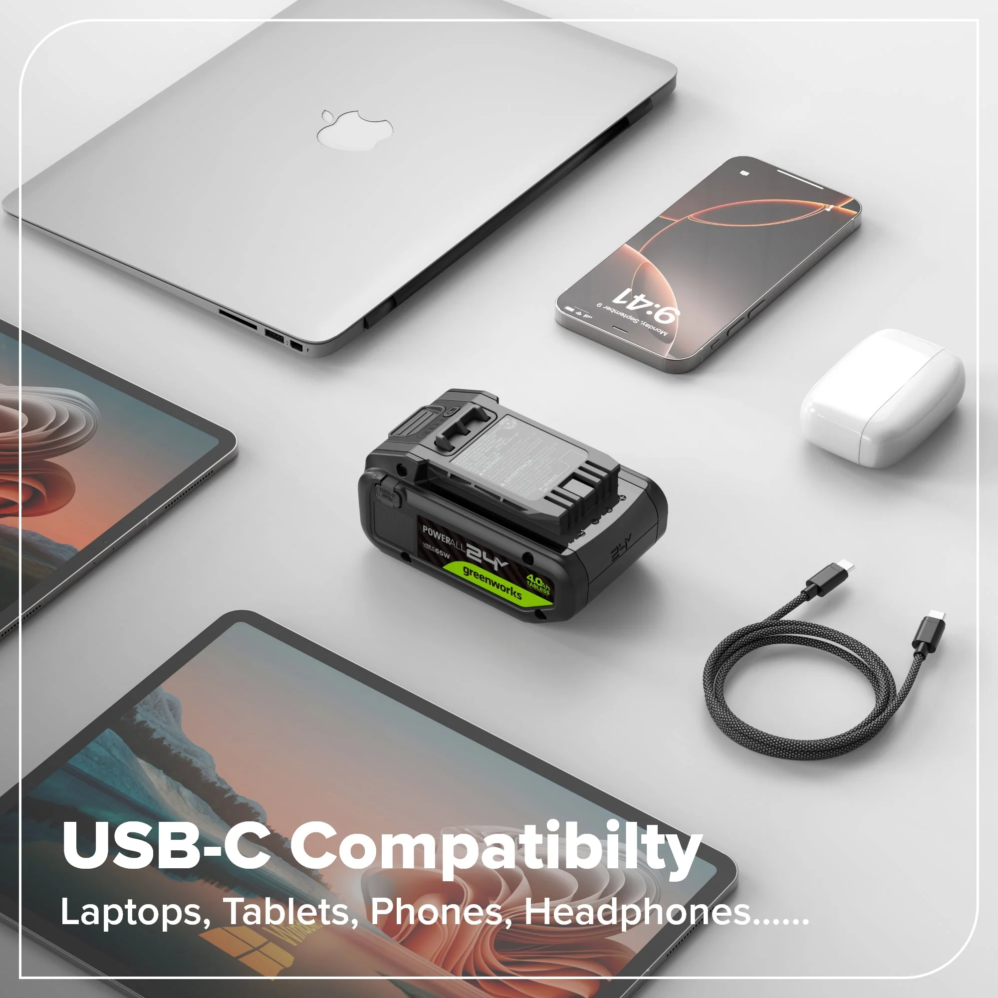 24V 4.0 Ah Tabless Battery with Bi-Directional USB-C Port - Image 4