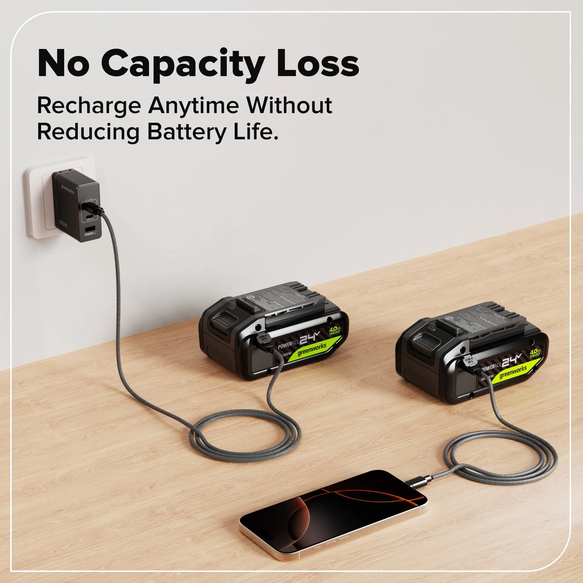 24V 4.0 Ah Tabless Battery with Bi-Directional USB-C Port - Image 5