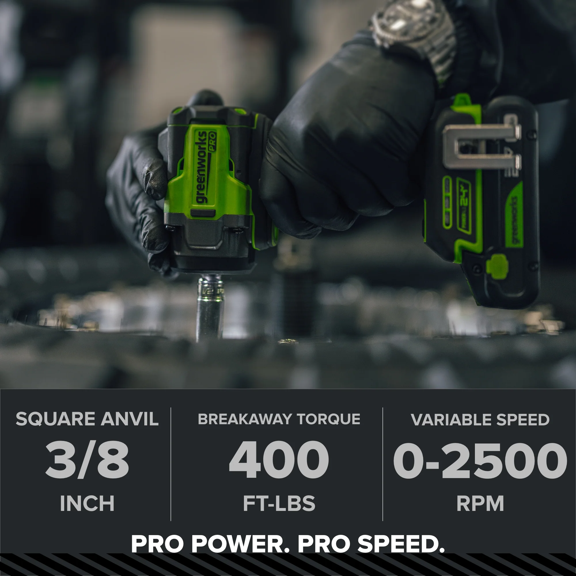 24V PowerAll Pro 400 ft-lb Breakaway Torque 3/8" Impact Wrench, Tool Only - Image 7