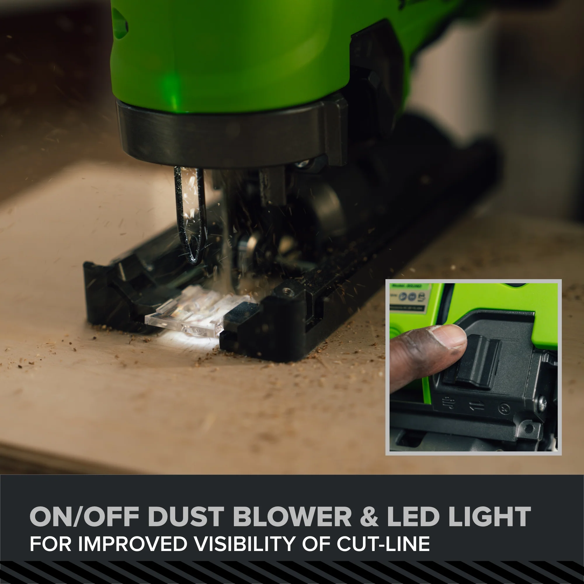 24V PowerAll Pro Jigsaw with Dust Port Adapter, Blade, and VAC Shroud - Image 13