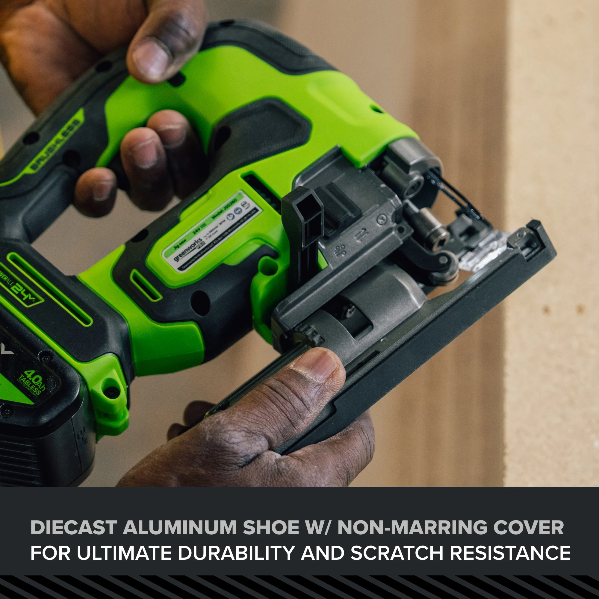 24V PowerAll Pro Jigsaw with Dust Port Adapter, Blade, and VAC Shroud - Image 14