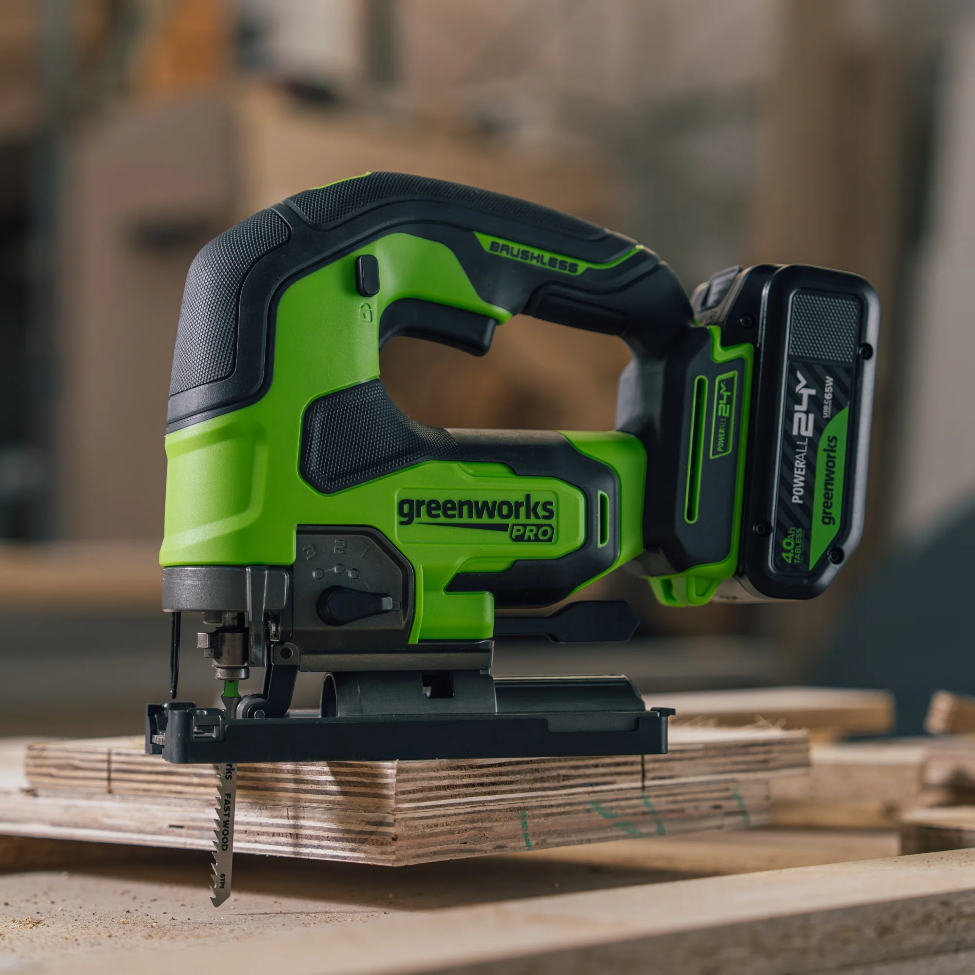 24V PowerAll Pro Jigsaw with Dust Port Adapter, Blade, and VAC Shroud - Image 2