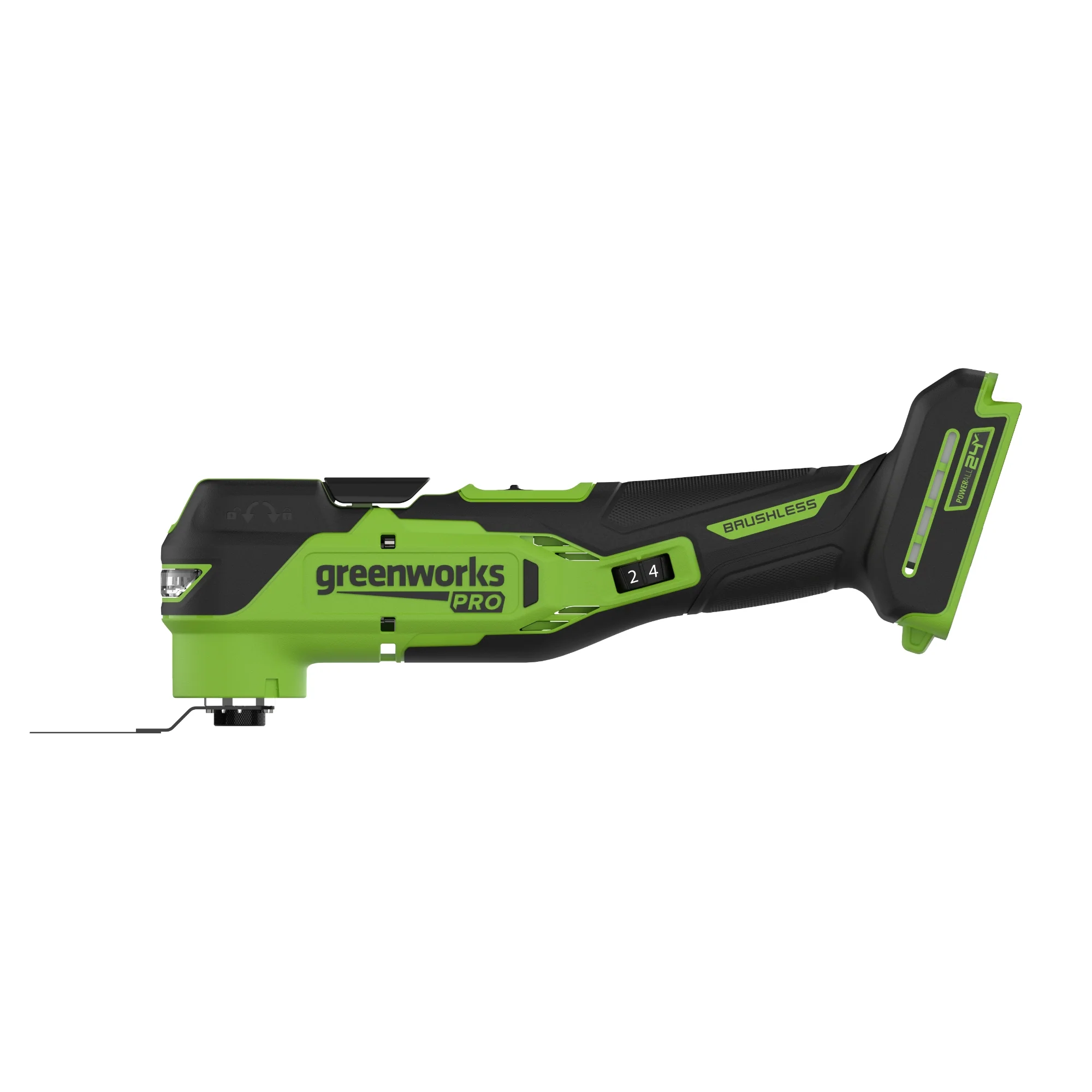 24V PowerAll Pro Oscillating Multi-Tool, with Plunge Cut Blade, Sanding Plate, Adjustable Depth Stop, Dust Extractor, (5) Sanding Pads