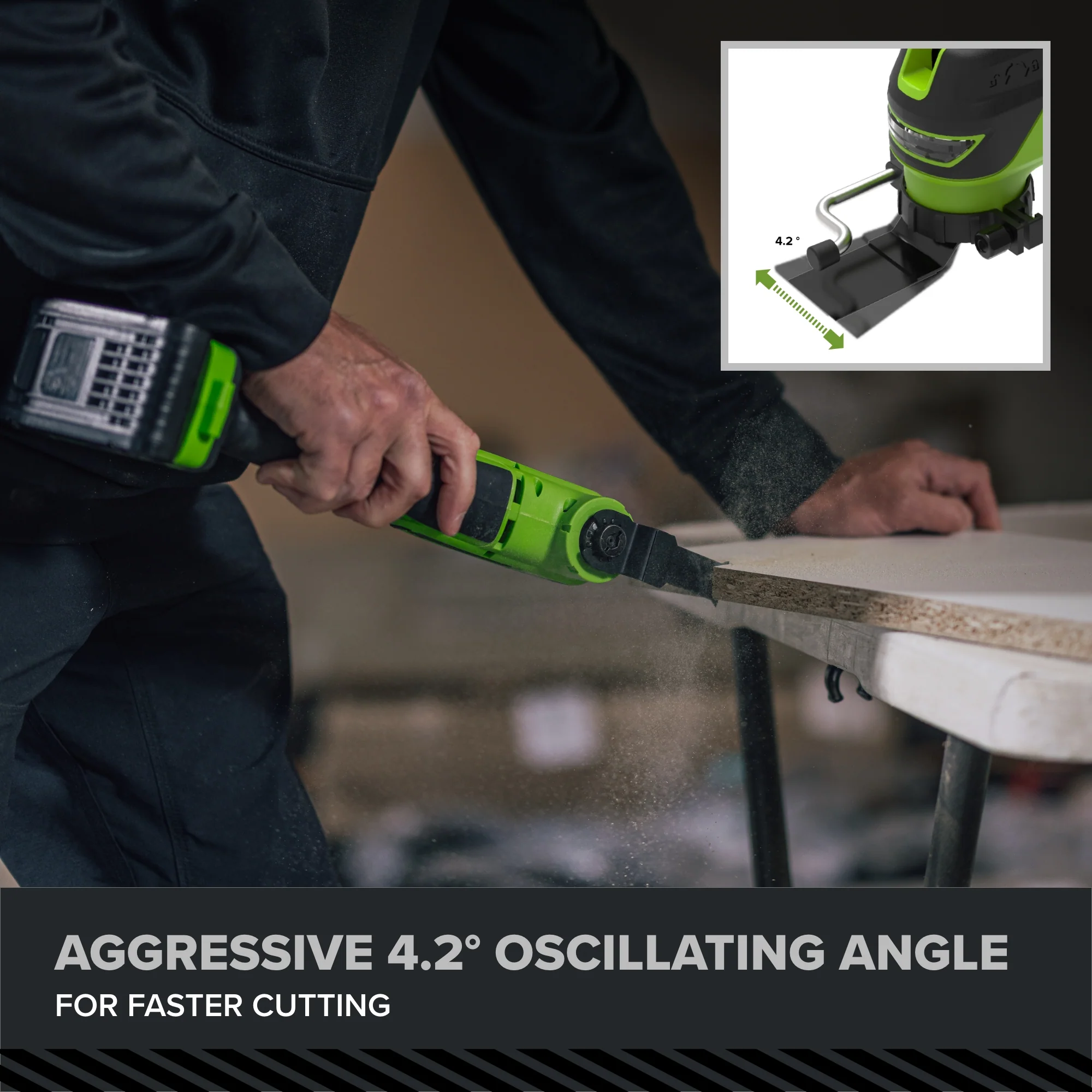 24V PowerAll Pro Oscillating Multi-Tool, with Plunge Cut Blade, Sanding Plate, Adjustable Depth Stop, Dust Extractor, (5) Sanding Pads - Image 11