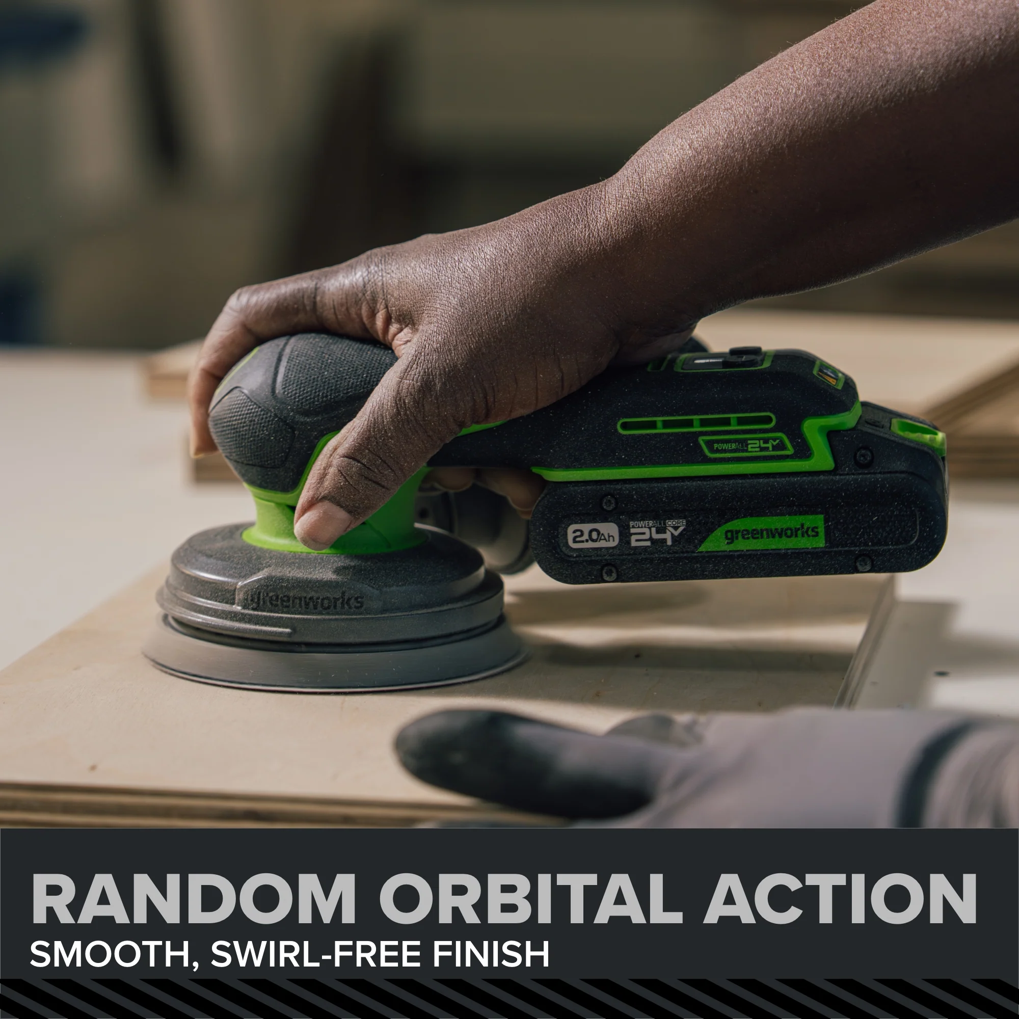 24V PowerAll Pro 5" Orbital Sander, Tool Only, with Dust Bag, Edge Guard, and (3) Pieces of 80 Grit Sanding Paper - Image 11