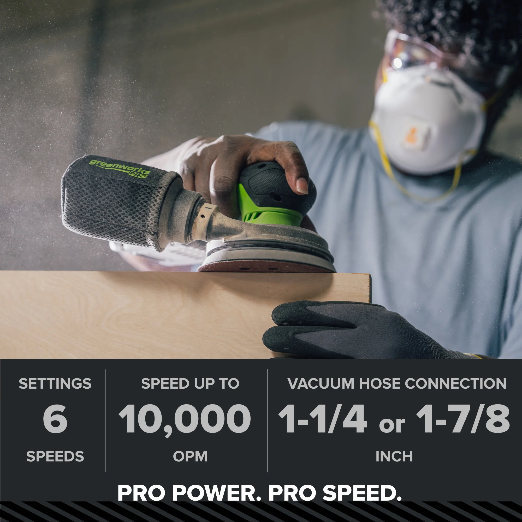 24V PowerAll Pro 5" Orbital Sander, Tool Only, with Dust Bag, Edge Guard, and (3) Pieces of 80 Grit Sanding Paper - Image 7
