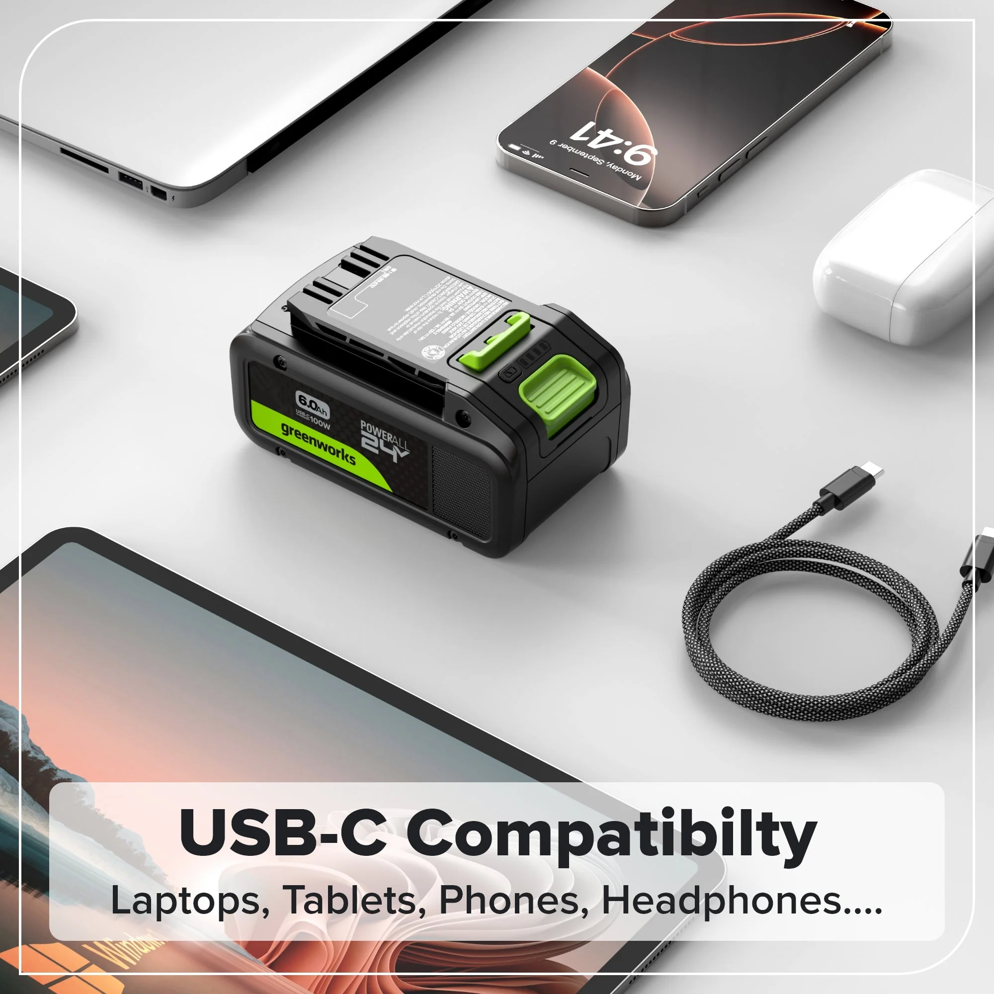 24V 6.0Ah Battery with Bi-Directional USB-C Port - Image 4