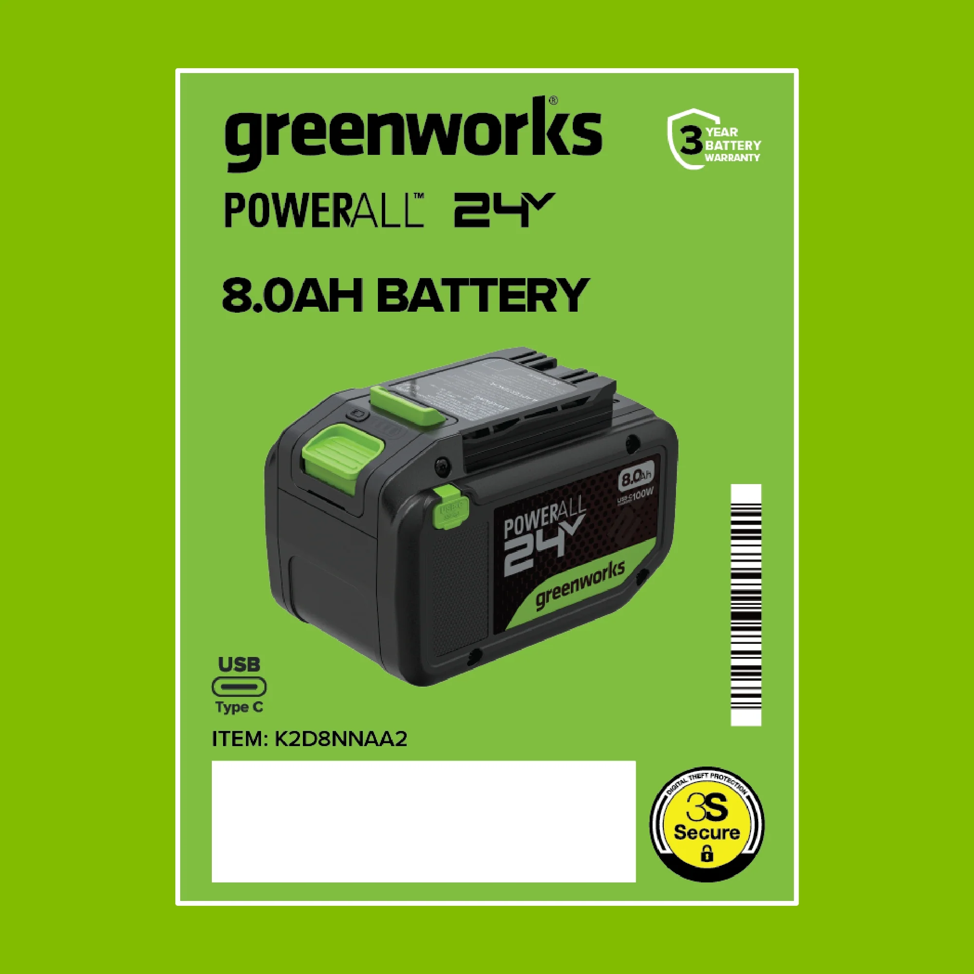24V PowerAll High Power 8.0 Ah Battery, Rated for 1400W/65A - Image 7