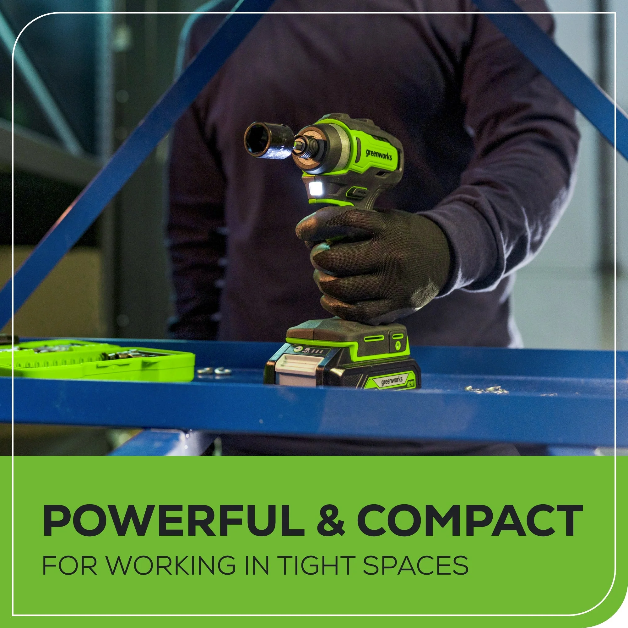 24V 1/4" 1950 in/lbs Brushless Impact Driver Kit (8-piece Bit Set and Tool Bag Included): (2) 2Ah Batteries and Charger - Image 9