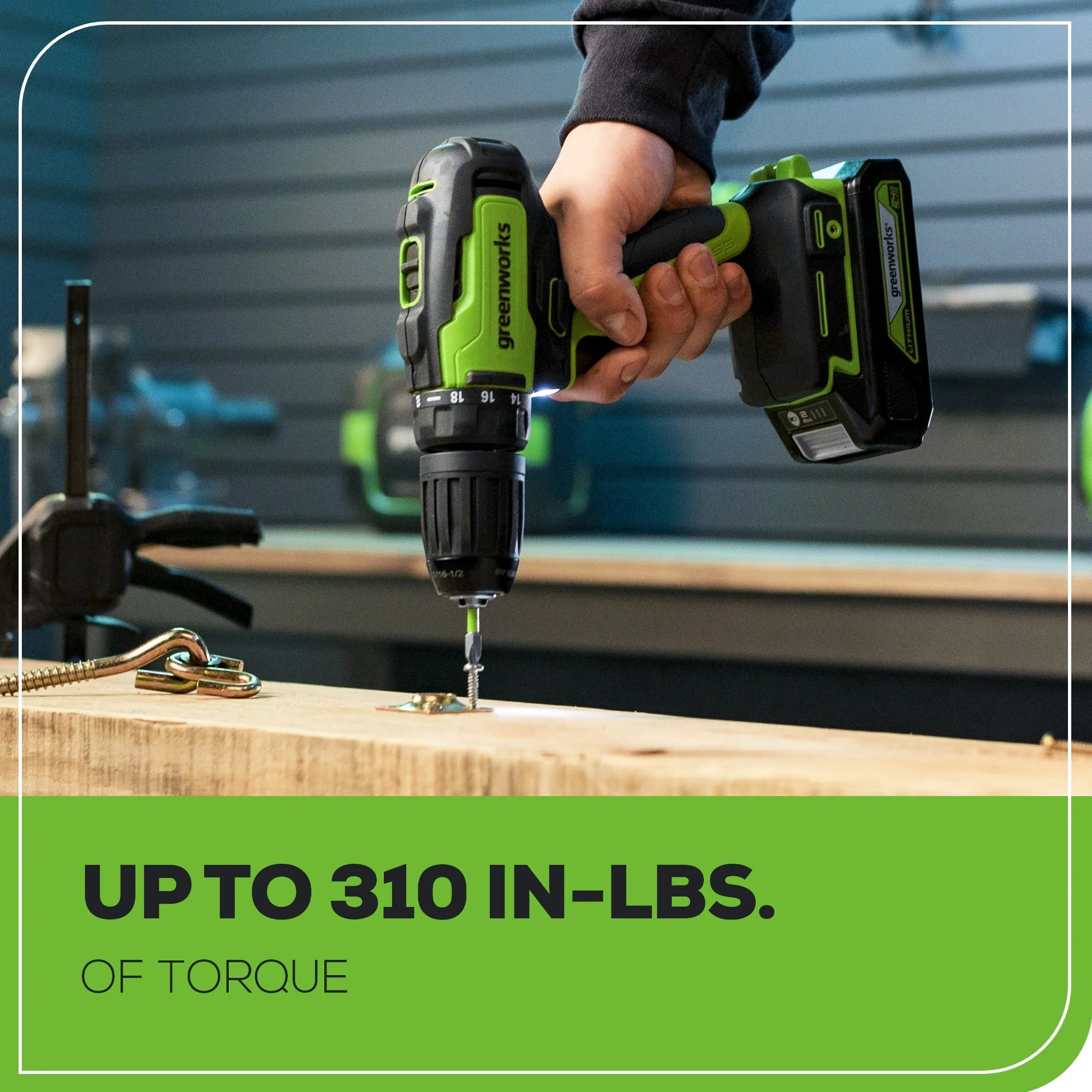 24V Brushless 1/2" 310 in/lbs Drill Kit: (2) 2Ah Batteries and Charger, 8-piece Bit Set and Tool Bag Included - Image 7