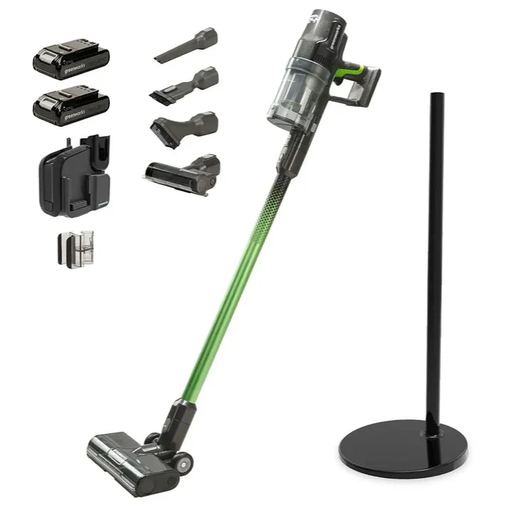 24V Cordless Green Stick Vacuum 3-in-1 Bundle: (2) 4.0 Ah Batteries and Charging Stand